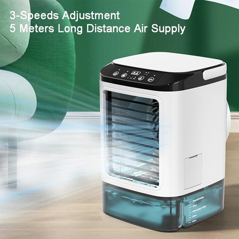 Portable 900ml Personal Fan with Ice Box, Atomizer & Water Tank - White DEMO