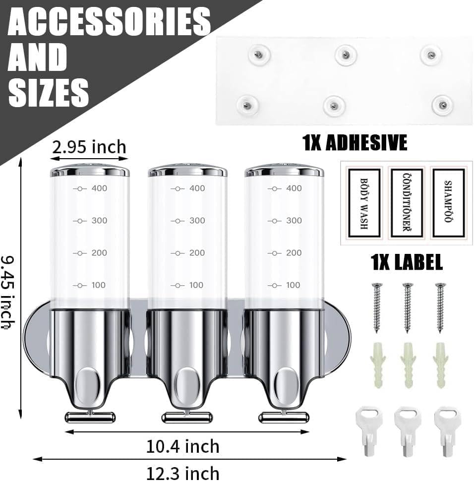 Wall Mounted White Bathroom Lotion & Soap Dispenser Organizer NEW