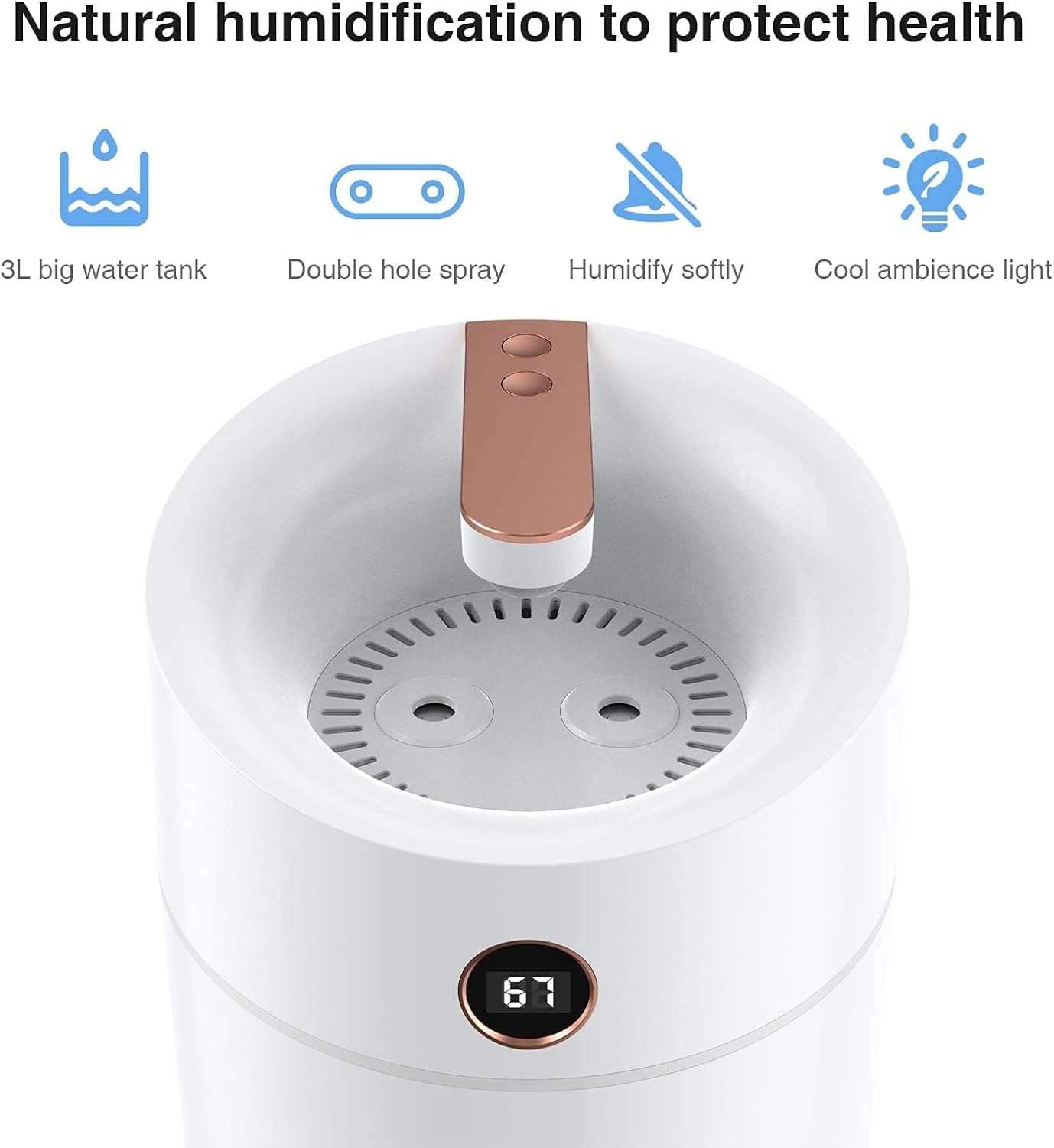 3L Cool Mist Humidifier with Humidity Monitoring for Single Rooms in White DEMO
