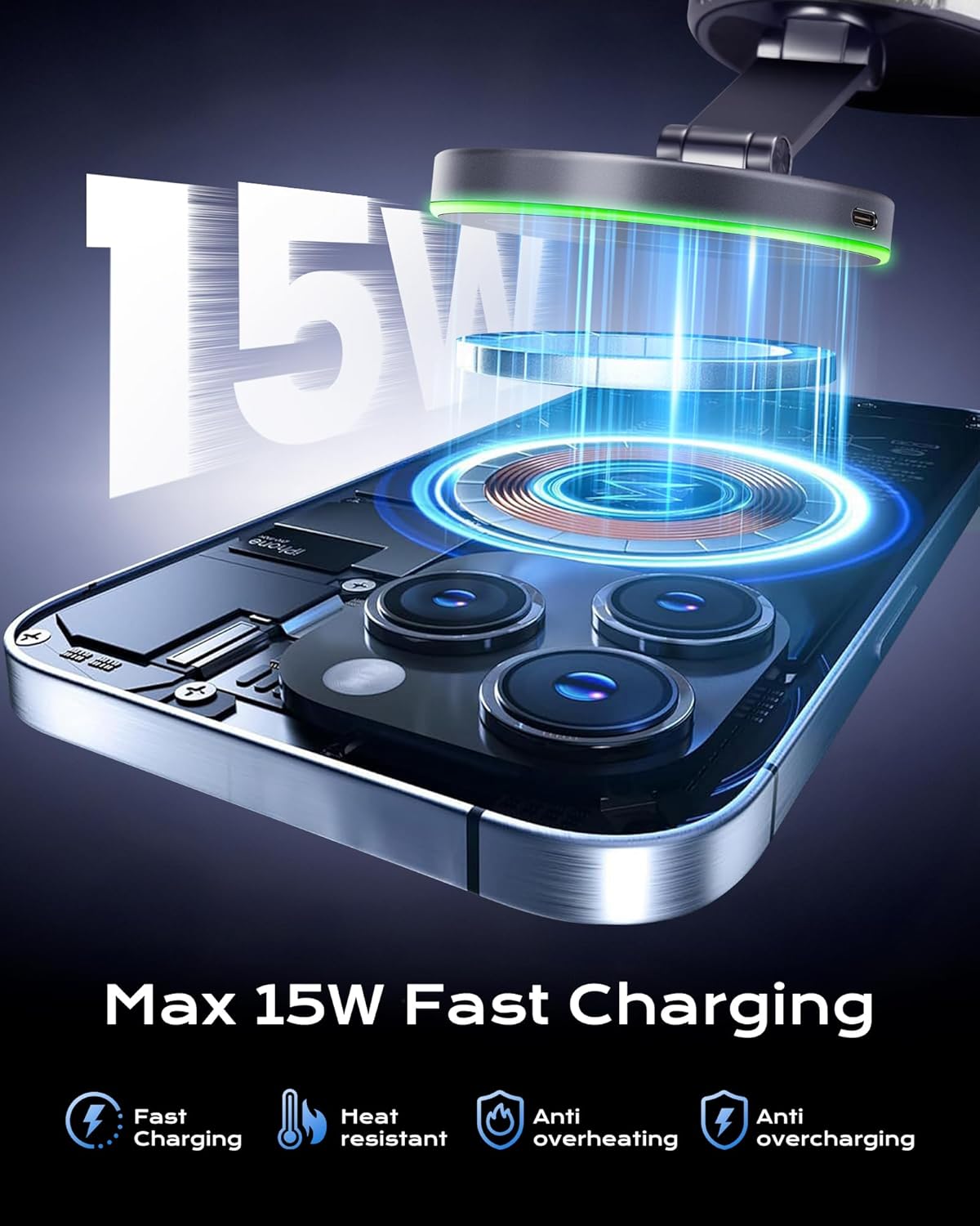 Magnetic Wireless Car Charger 360° Adjustable Vacuum Holder for Smartphones DEMO