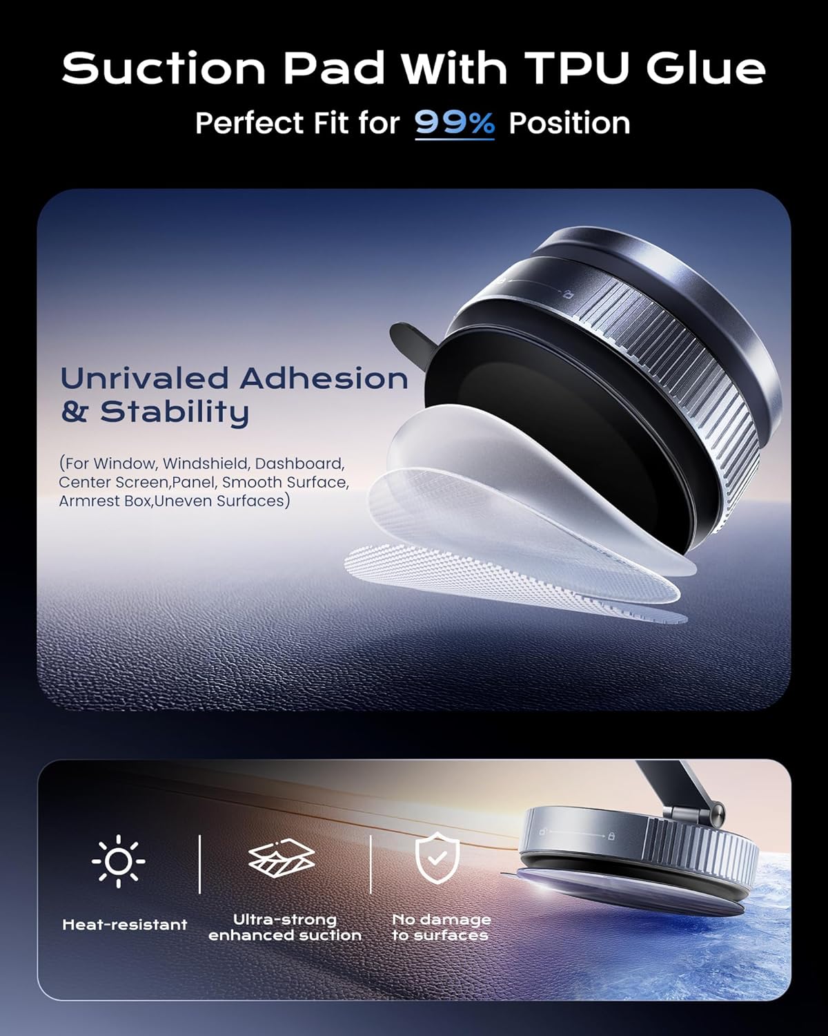 Magnetic Wireless Car Charger 360° Adjustable Vacuum Holder for Smartphones DEMO