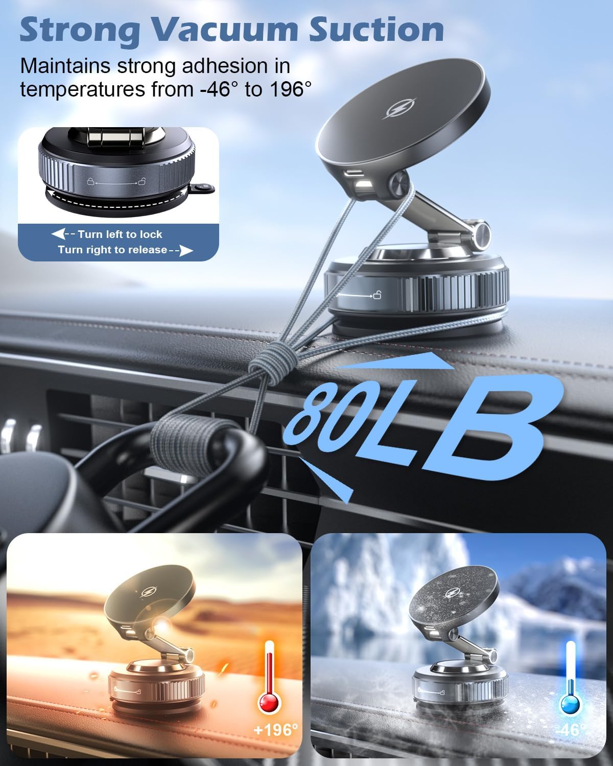 Magnetic Wireless Dash-Mounted Holders Car Charger Mount Dash Holder for NEW