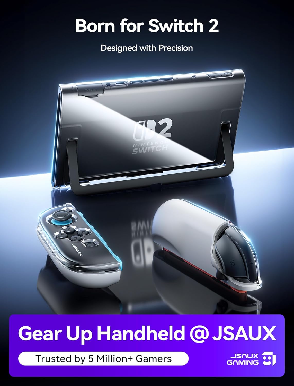 JSAUX Dockable Protective Case for Nintendo Switch Clear & Grey Size 2 Size NEW