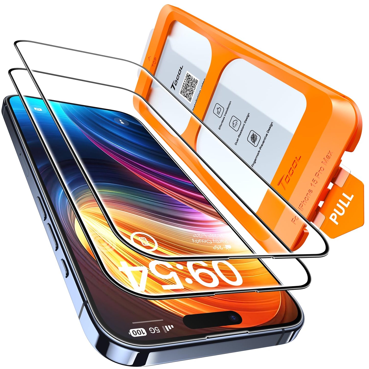 TOCOL Clear Screen Protector for iPhone 15 Pro Max 9H Hardness Shatterproof NEW