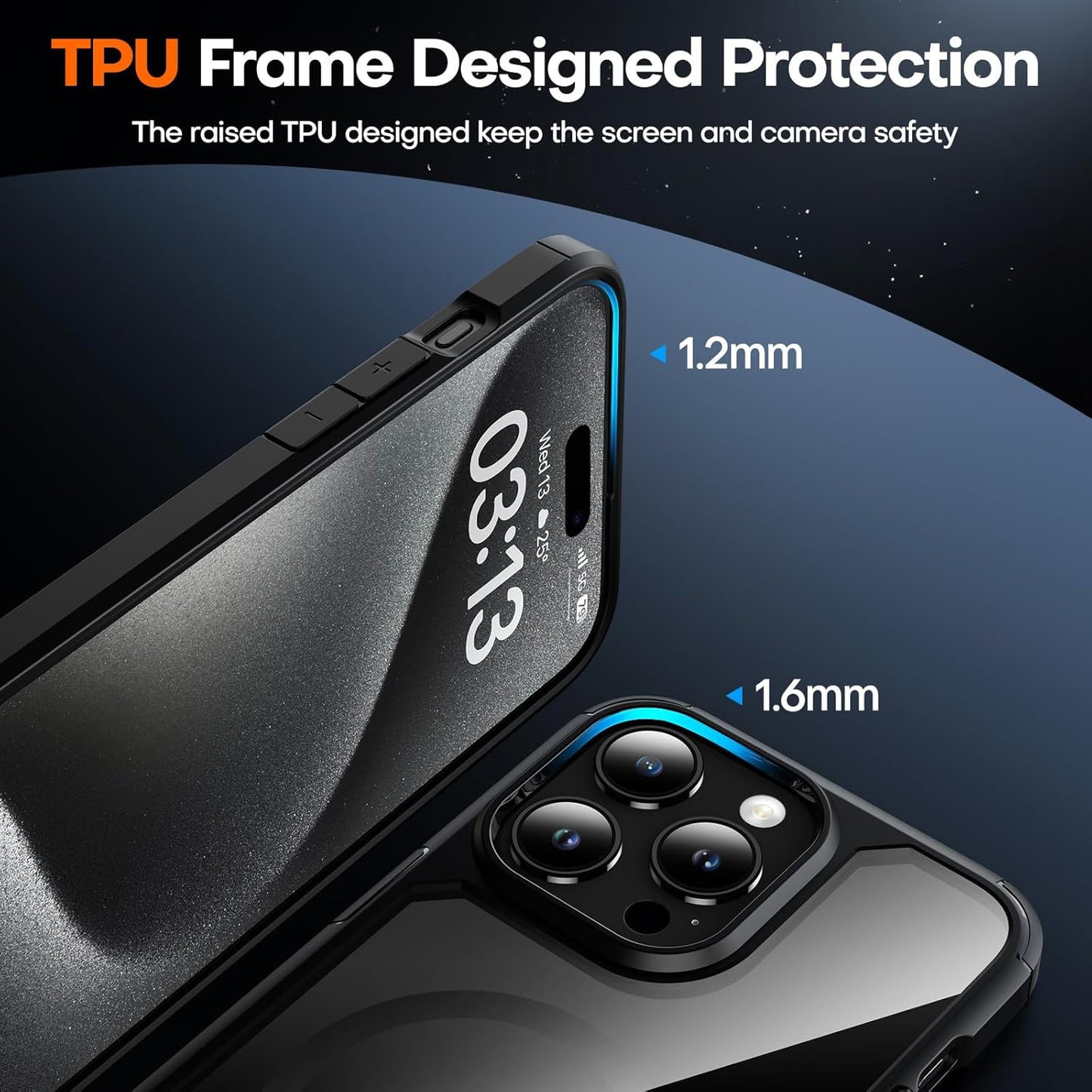 TAURI Protective Black Phone Case for iPhone 15 Pro Max 6.7" - Durable NEW