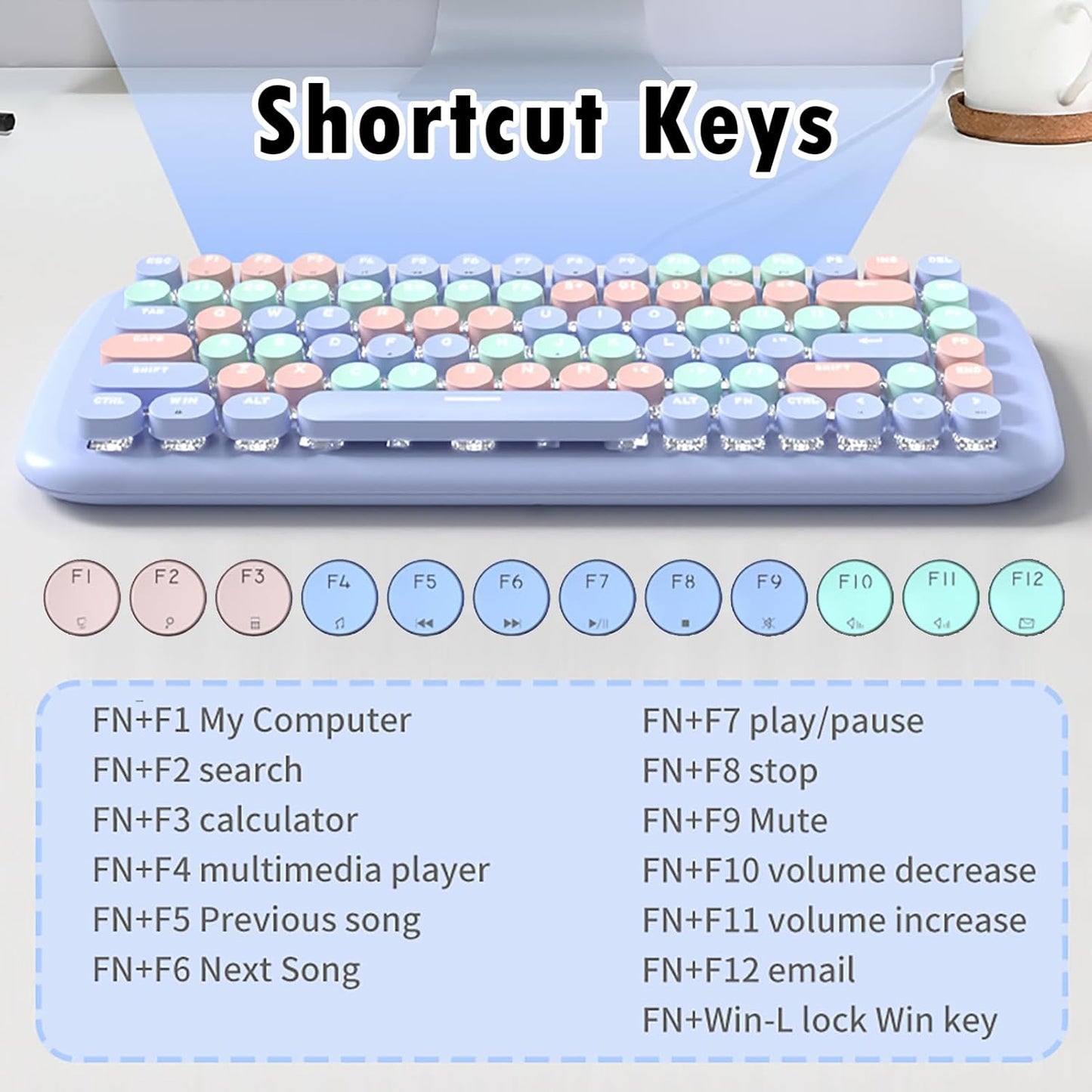 MOFii 84 Keyboards Key Wired Mechanical Keyboard with Colorful Round NEW