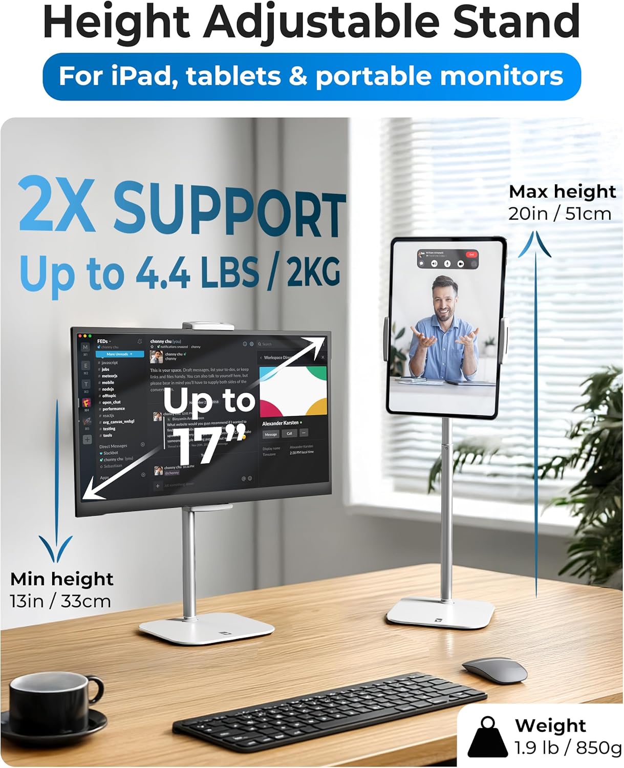 Cooper 20" Stands White Portable Monitor Stand Holder Desk Accessory for DEMO