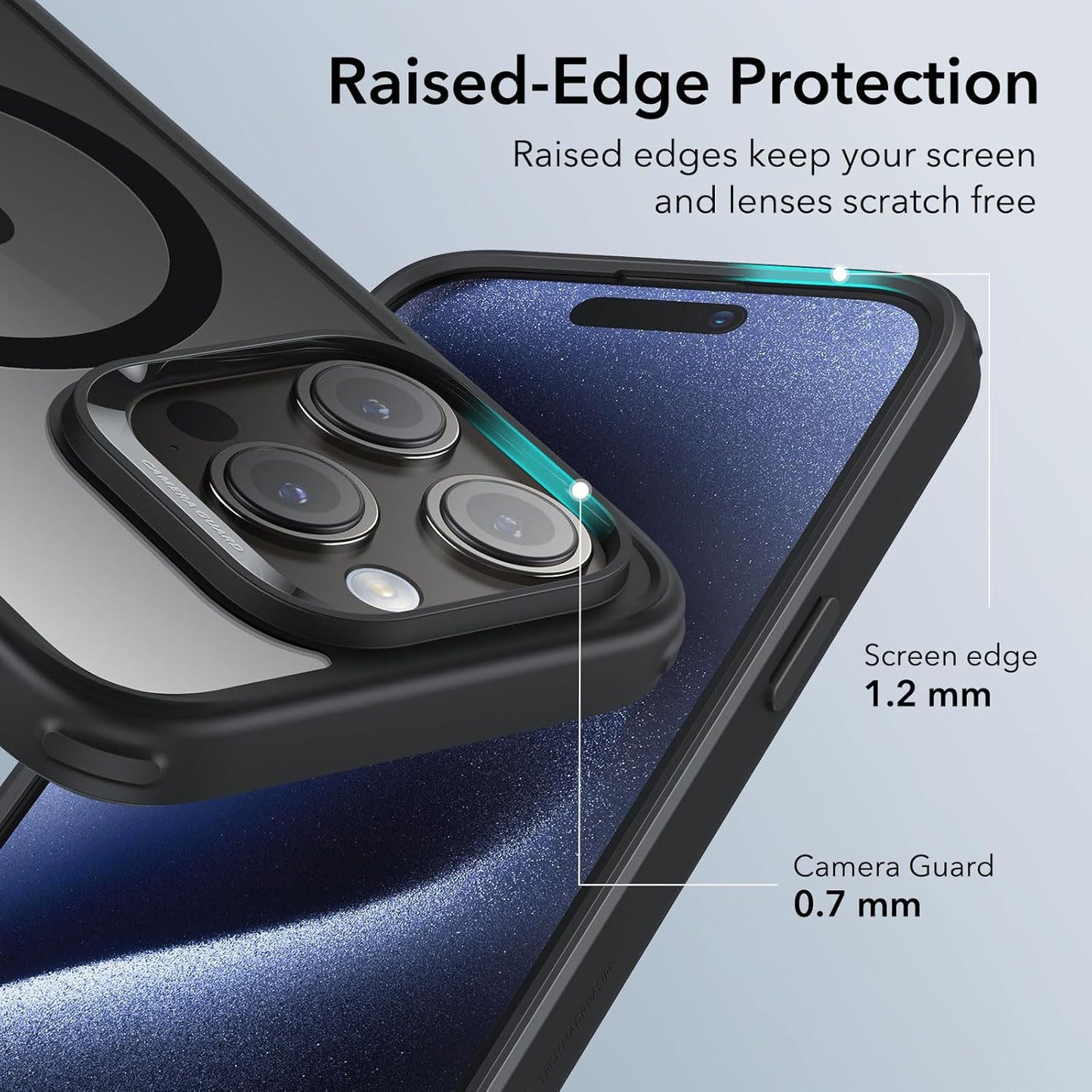 ESR Clear Black Phone Case for iPhone 15 Pro Military-Grade Protection Size NEW