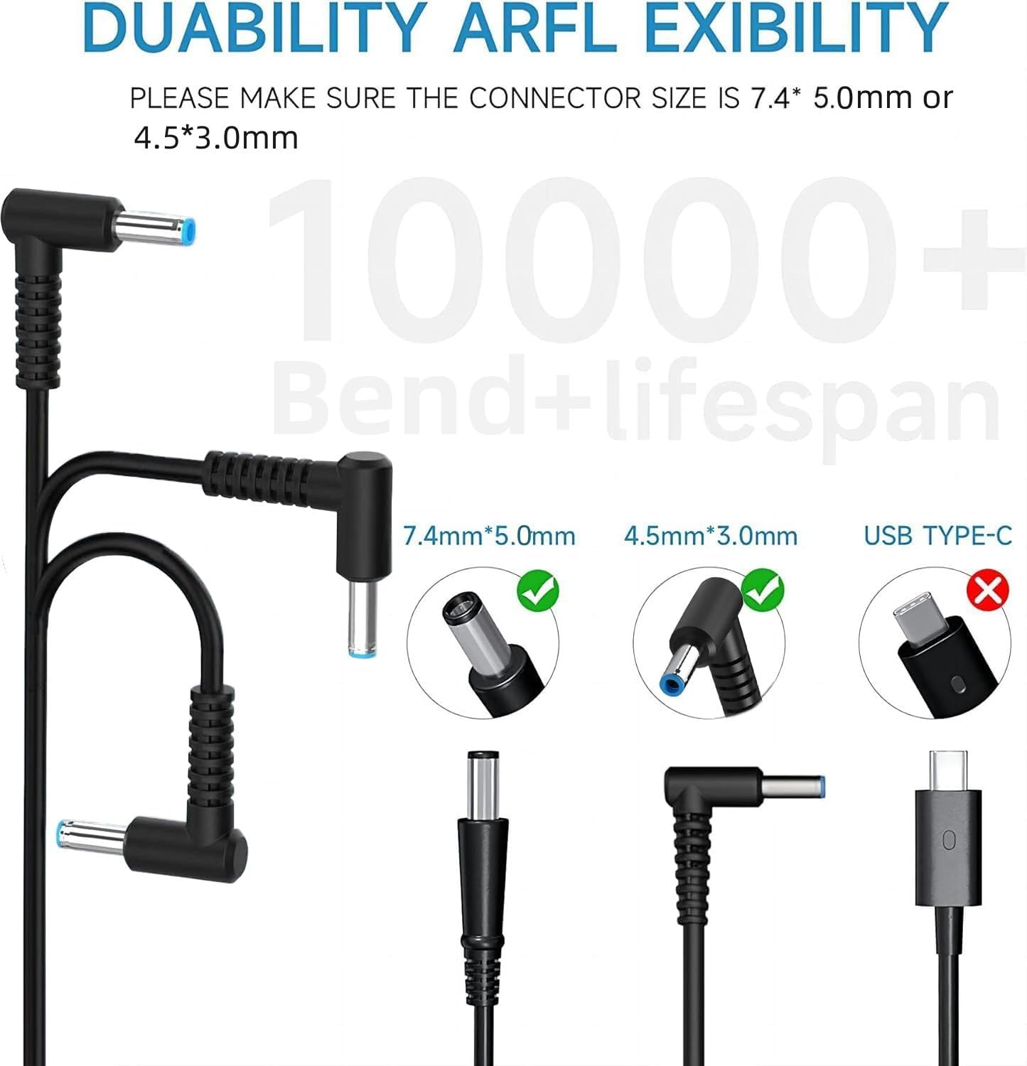 65W 45W Black Laptop Charger for HP Pavilion Envy Spectre EliteBook DEMO