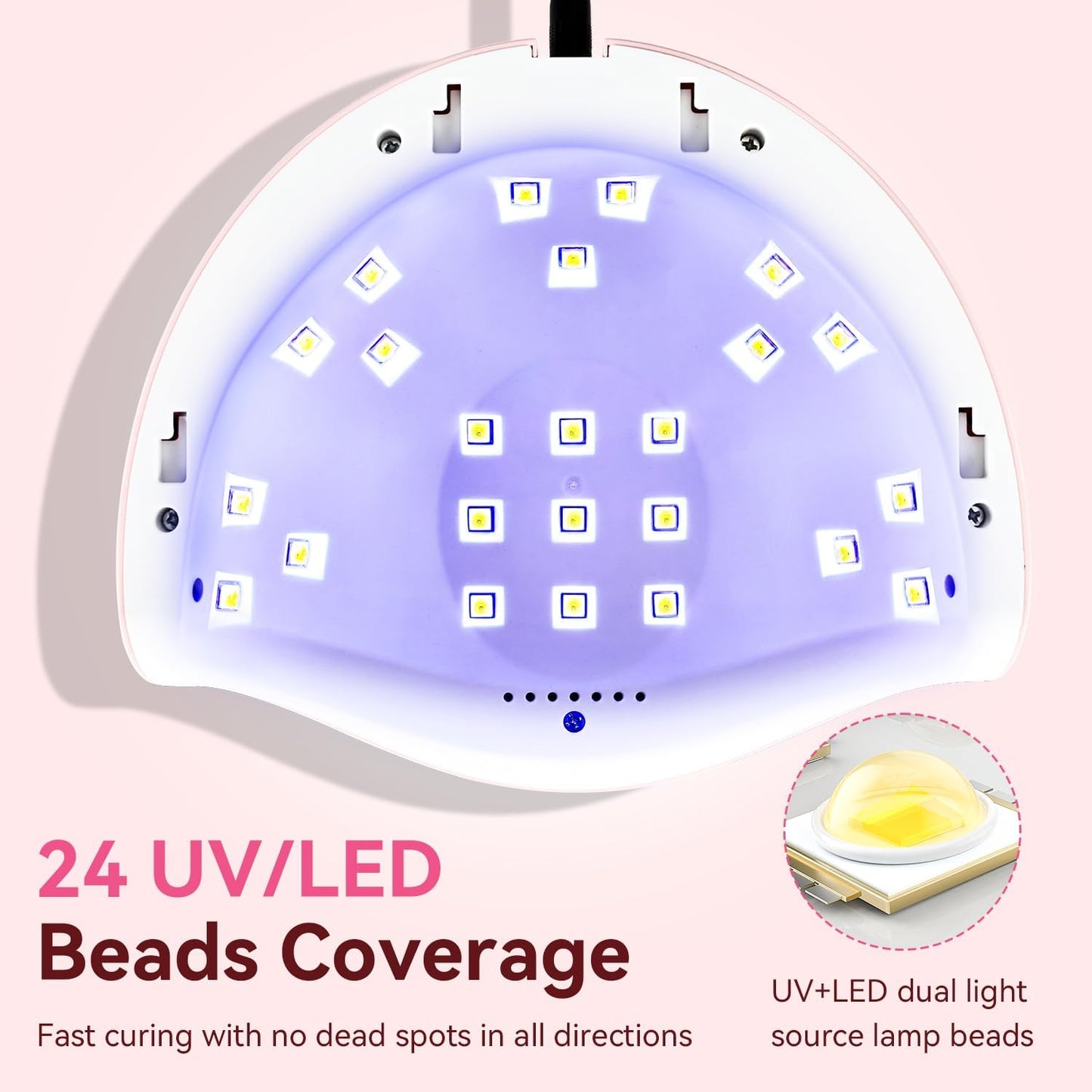 JODSONE UV LED Nail Lamp with 4 Timer Settings, Auto Sensor, Pink Curing NEW
