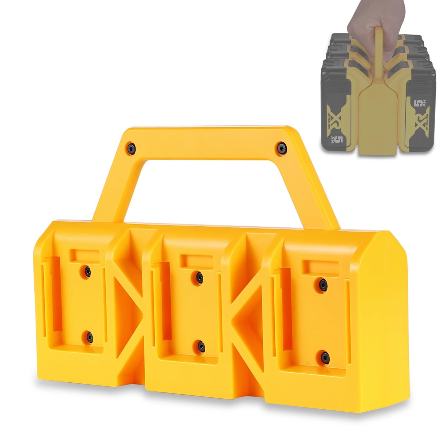 Heavy-Duty 6-Slot Portable Battery Holder Wall Mount in Yellow for Storage DEMO