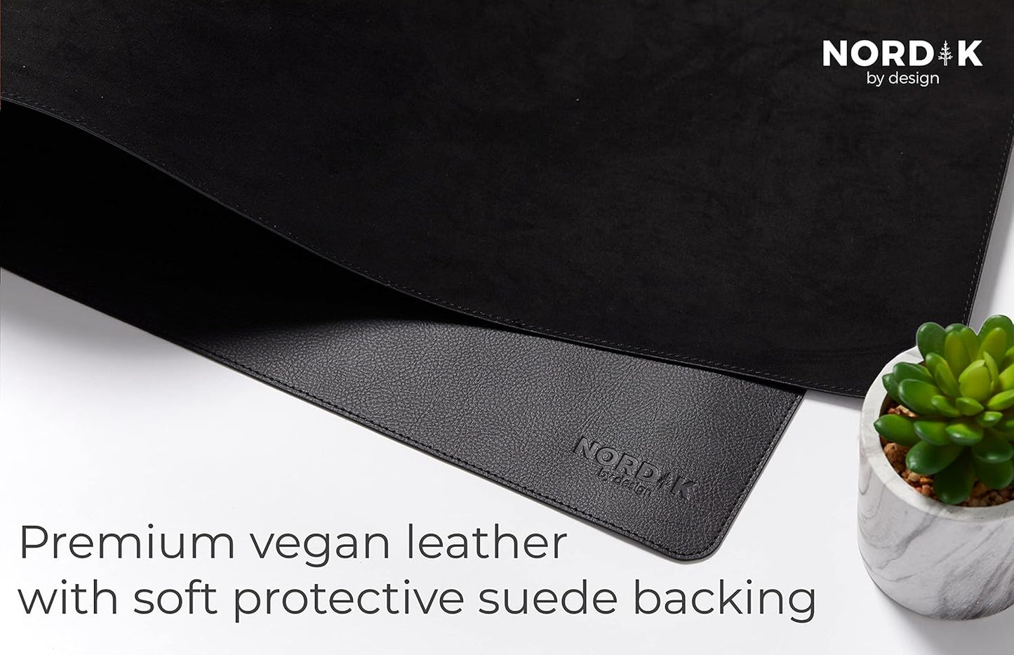 Nordik By Mouse Pads Design Leather Desk Mat Cable Organizer Pebble Black DEMO