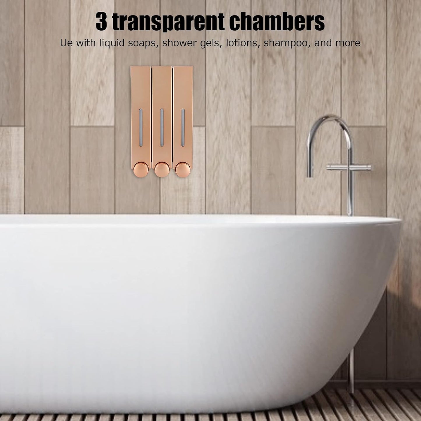 420ml 3-Chamber Gold Pump Dispenser for Home Bathroom Decor NEW