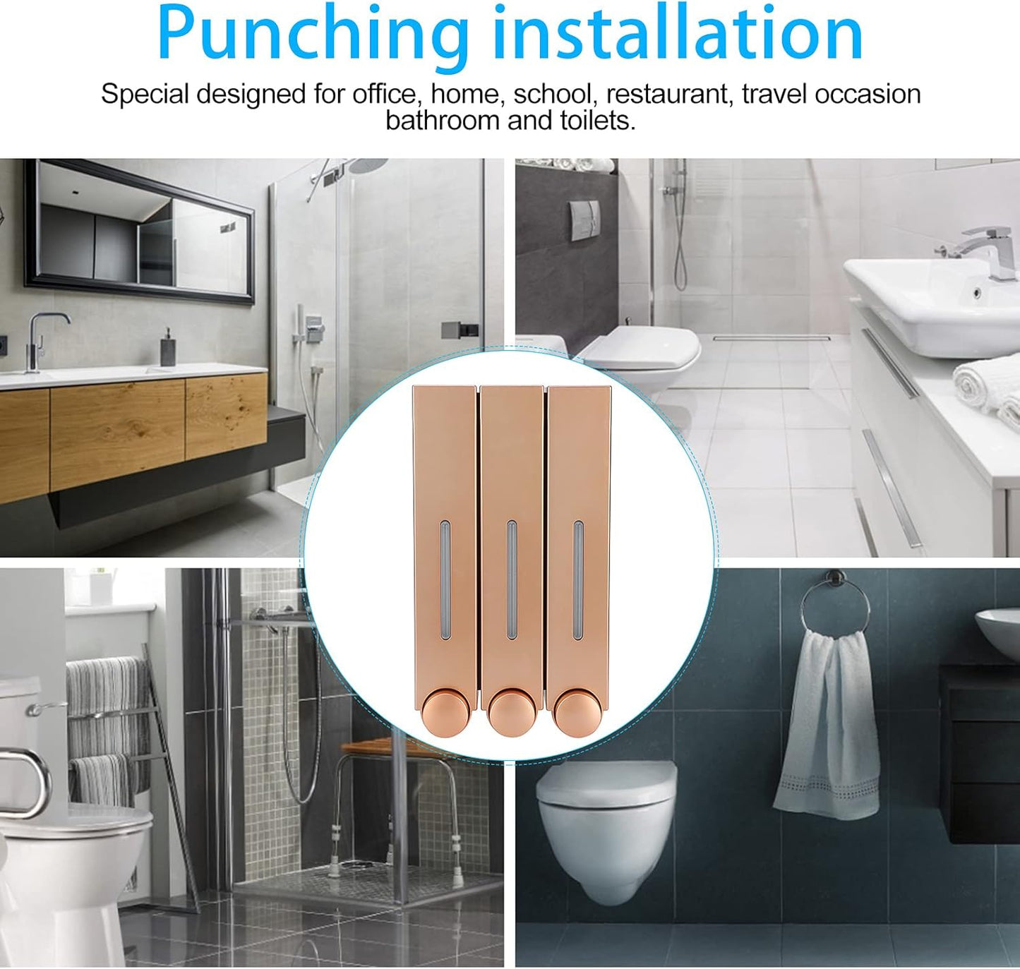 420ml 3-Chamber Gold Pump Dispenser for Home Bathroom Decor NEW