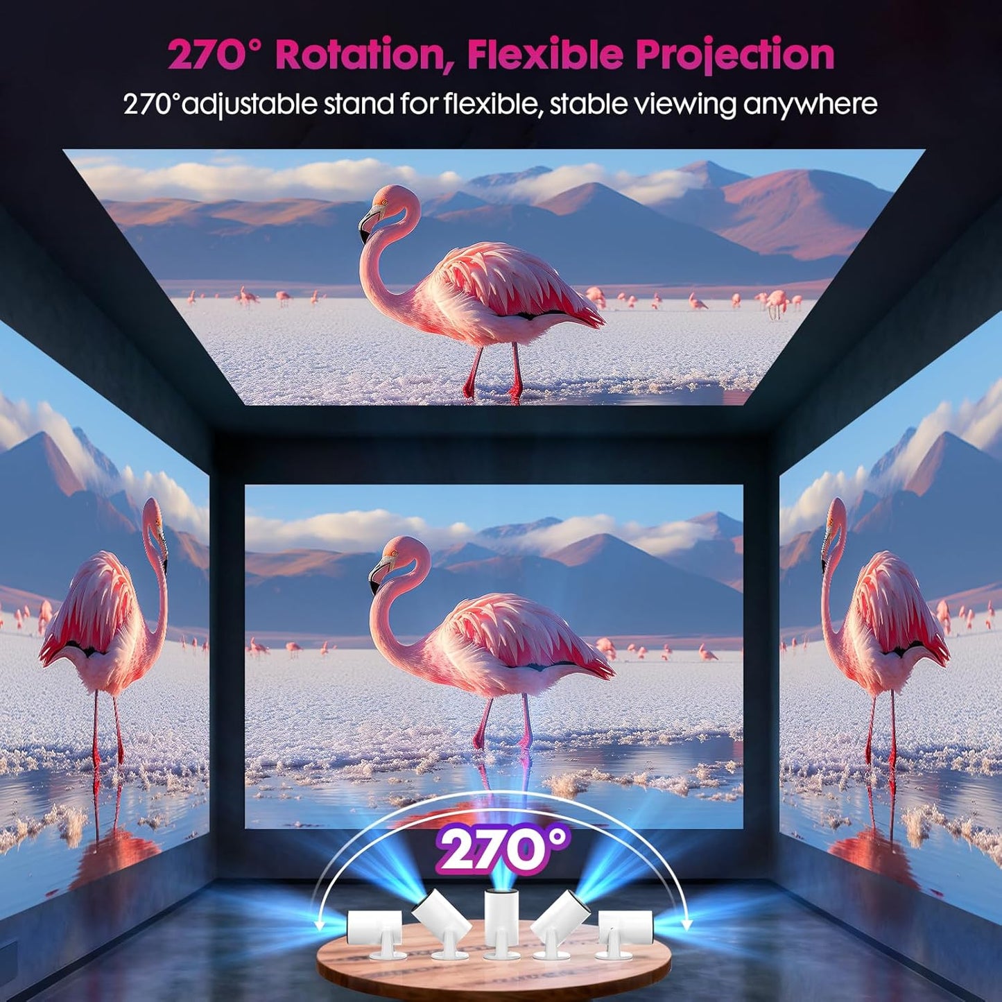 WISHOLY 1080P Projectors Full HD Mini Projector Built-in Android 13 Portable