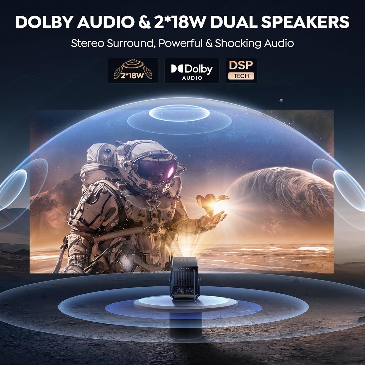 TOPTRO 4K Projectors Projector with 1400 ANSI Lumens, Dolby Audio, and 36W