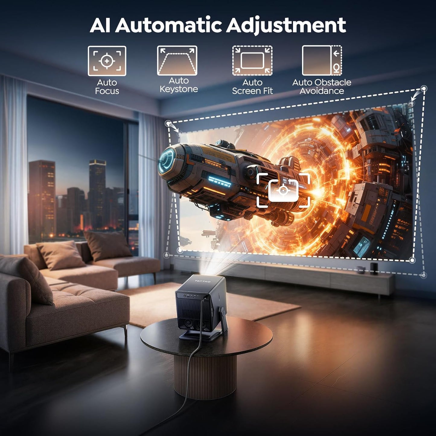 TOPTRO 4K Projectors Projector with 1400 ANSI Lumens, Dolby Audio, and 36W
