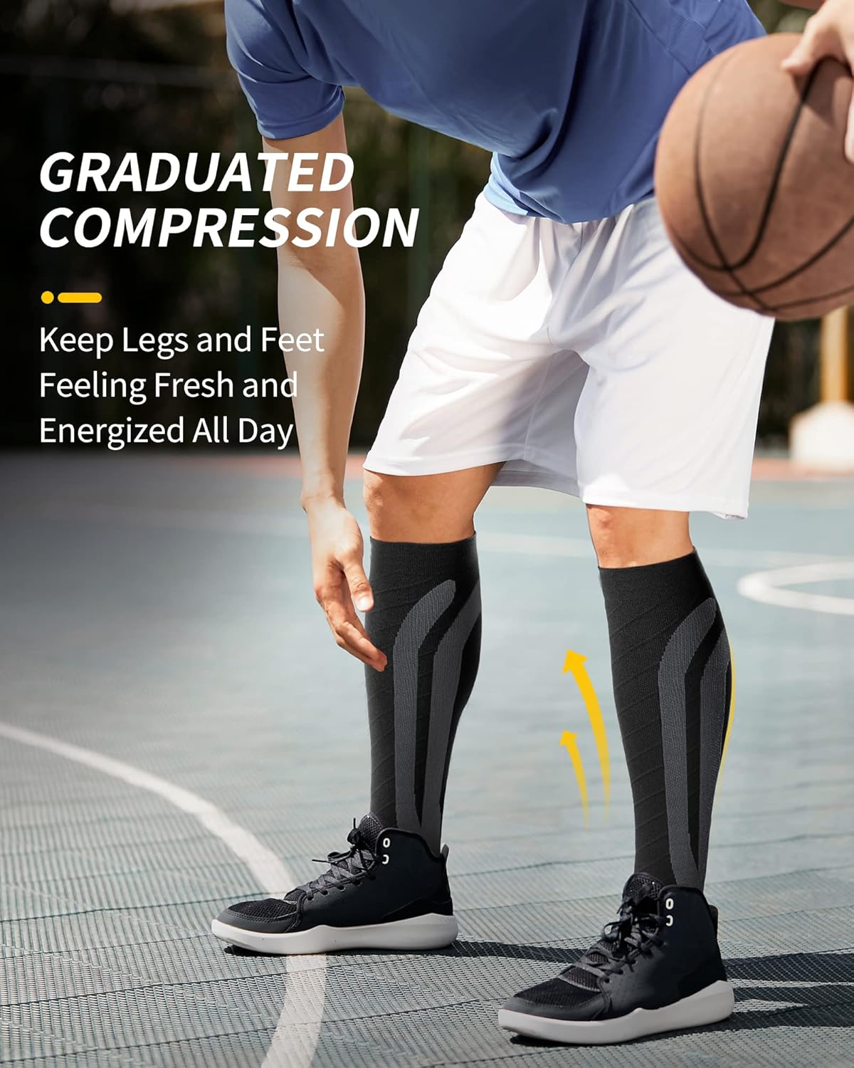 CAMBIVO Compression Socks 20-30 mmHg for Men & Women, Grey, Large/X-Large DEMO