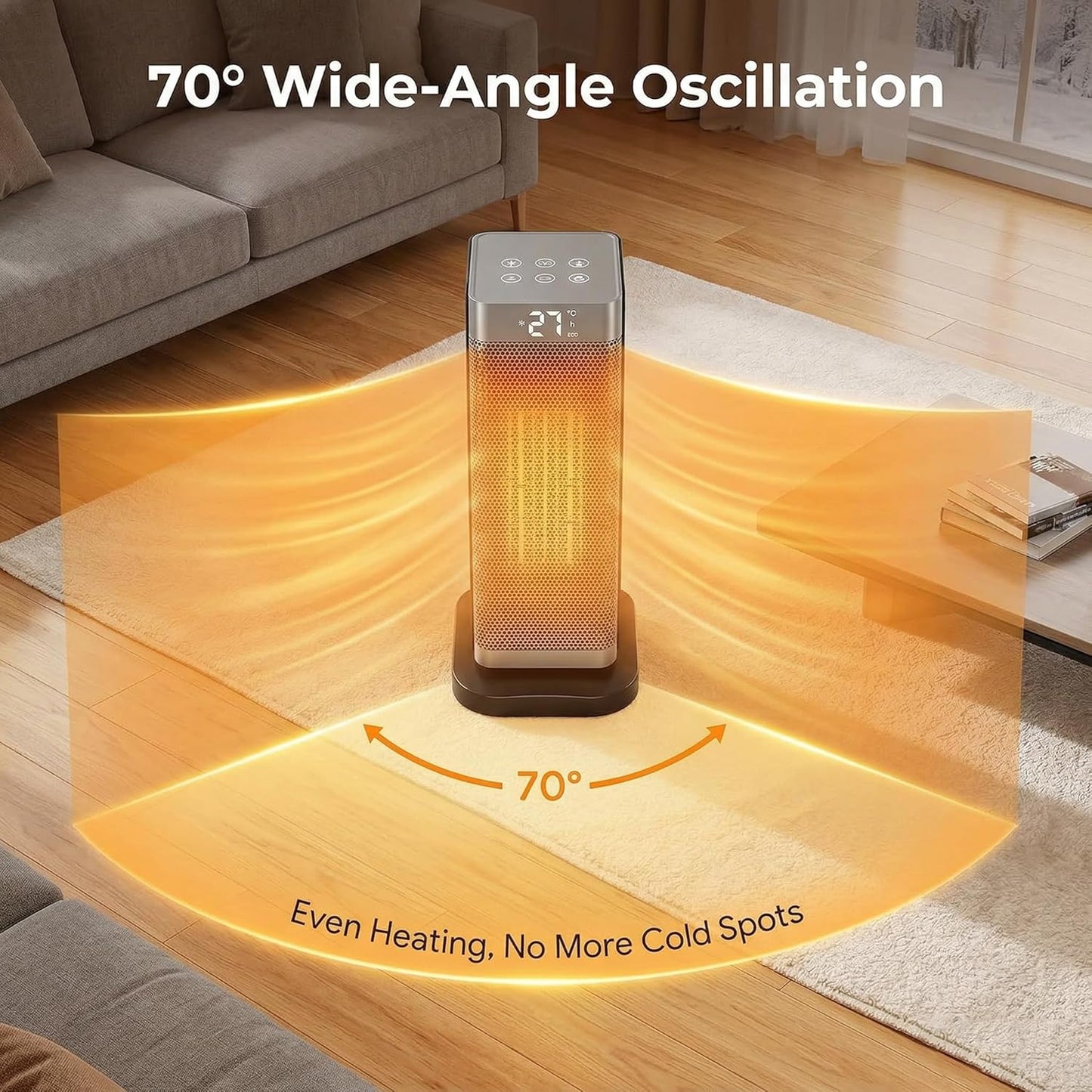 1500W PTC Heating Electric Space Heater with Thermostat for Indoor Use, DEMO
