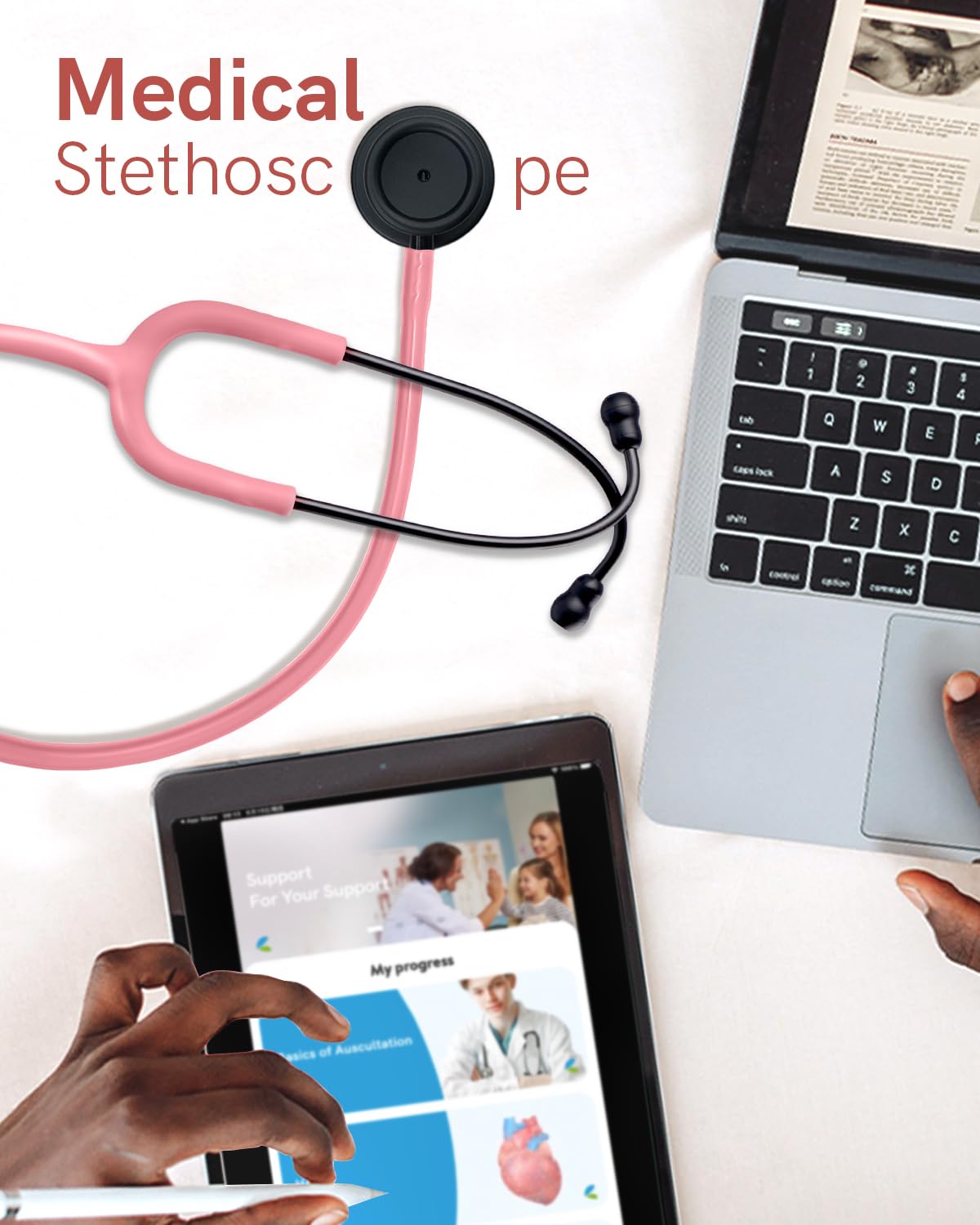 FriCARE Lightweight Dual Head Stethoscope for Medical Home Use in Red NEW