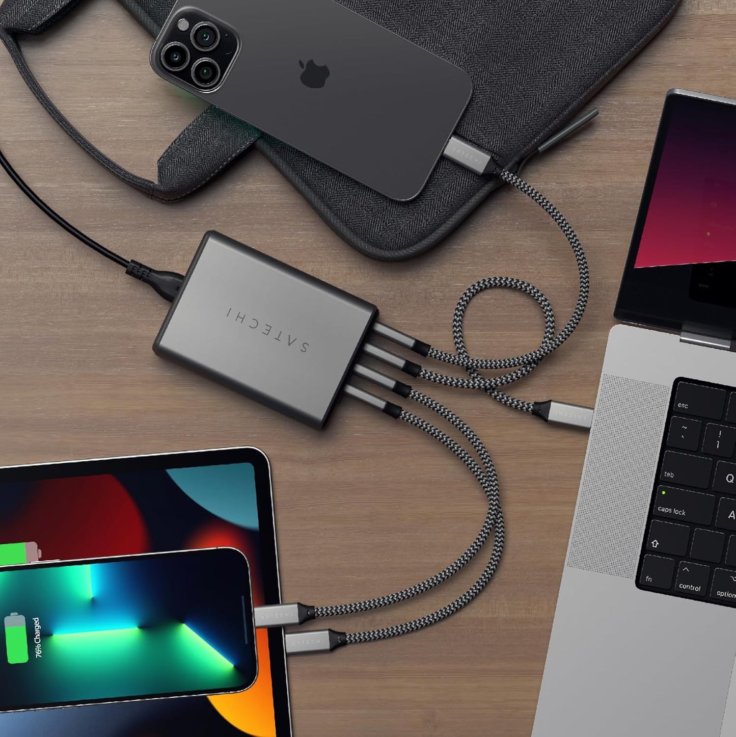 Satechi 165W Mains Chargers USB-C 4-Port GaN Charging Station with 4 PD NEW