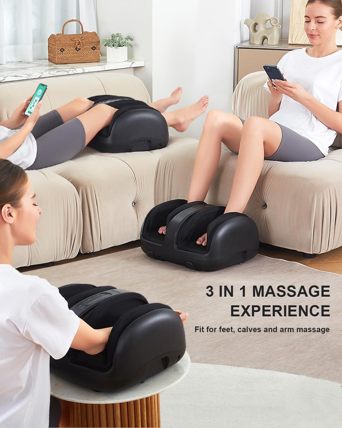 Nekteck Electric Foot Spa Massager with Shiatsu Calf Massage, Heat, Black DEMO