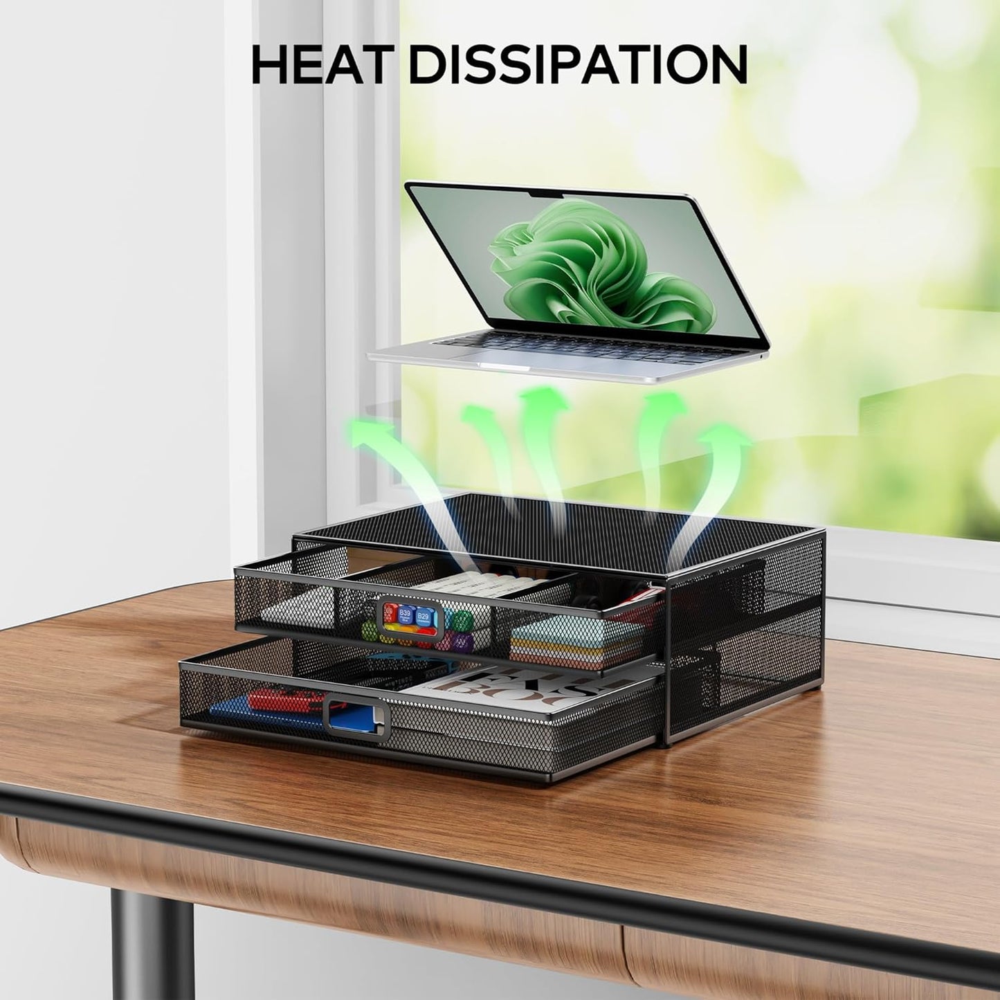 Auvo Metal Monitor Stand Riser with Two Drawers Computer Desk Organizer NEW