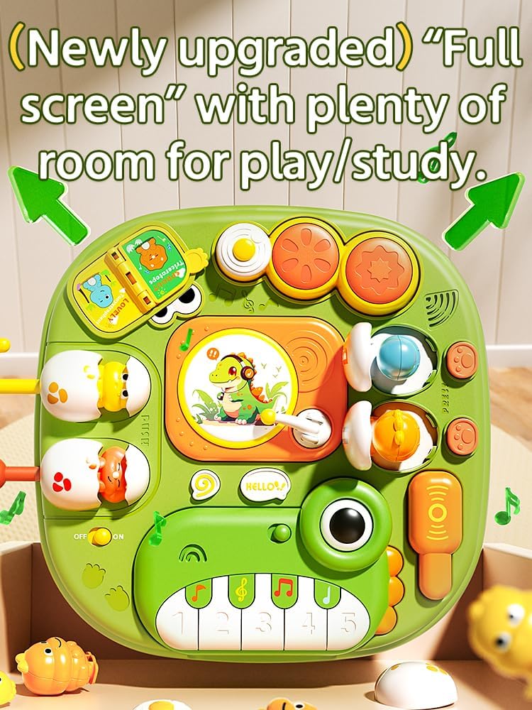 Wooden Musical Activity Table Sensory Fun Educational Toy Green Standard DEMO