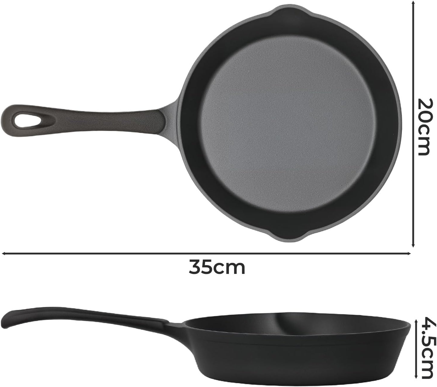 TOQUE Pre-Seasoned Cast Iron Skillet Frying Pan Cookware Black Size 7.9 NEW
