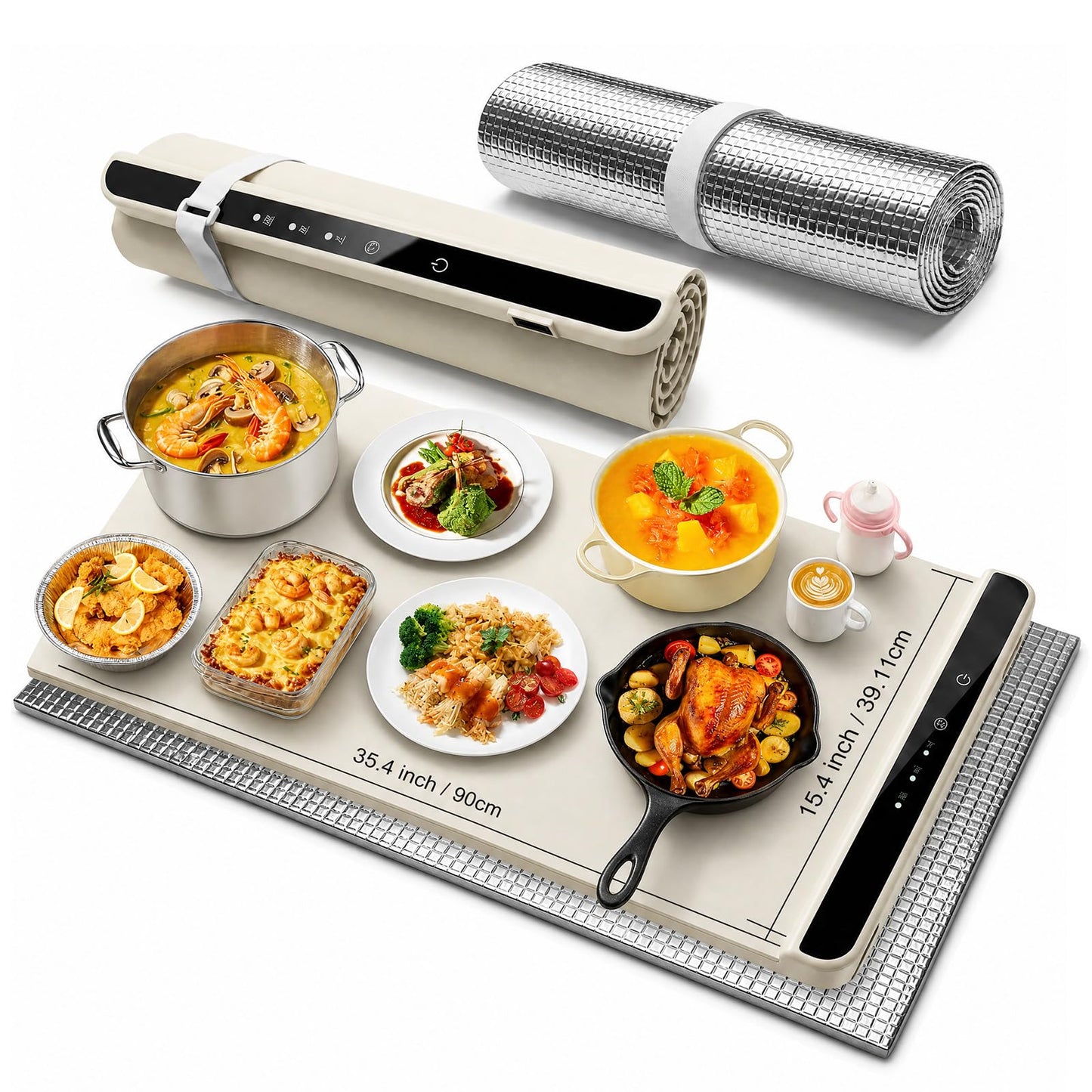 Extra Large Silicone Food Warming Mat in Cream, 90 x 39cm - Chafing Dishes DEMO