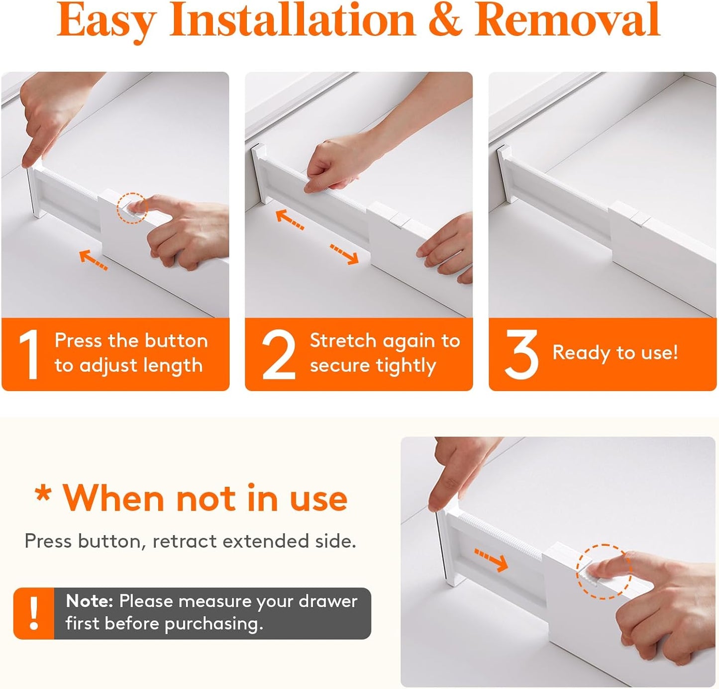 Lifewit Adjustable Plastic Drawer Dividers Organizers, 4" x 11-17", White NEW