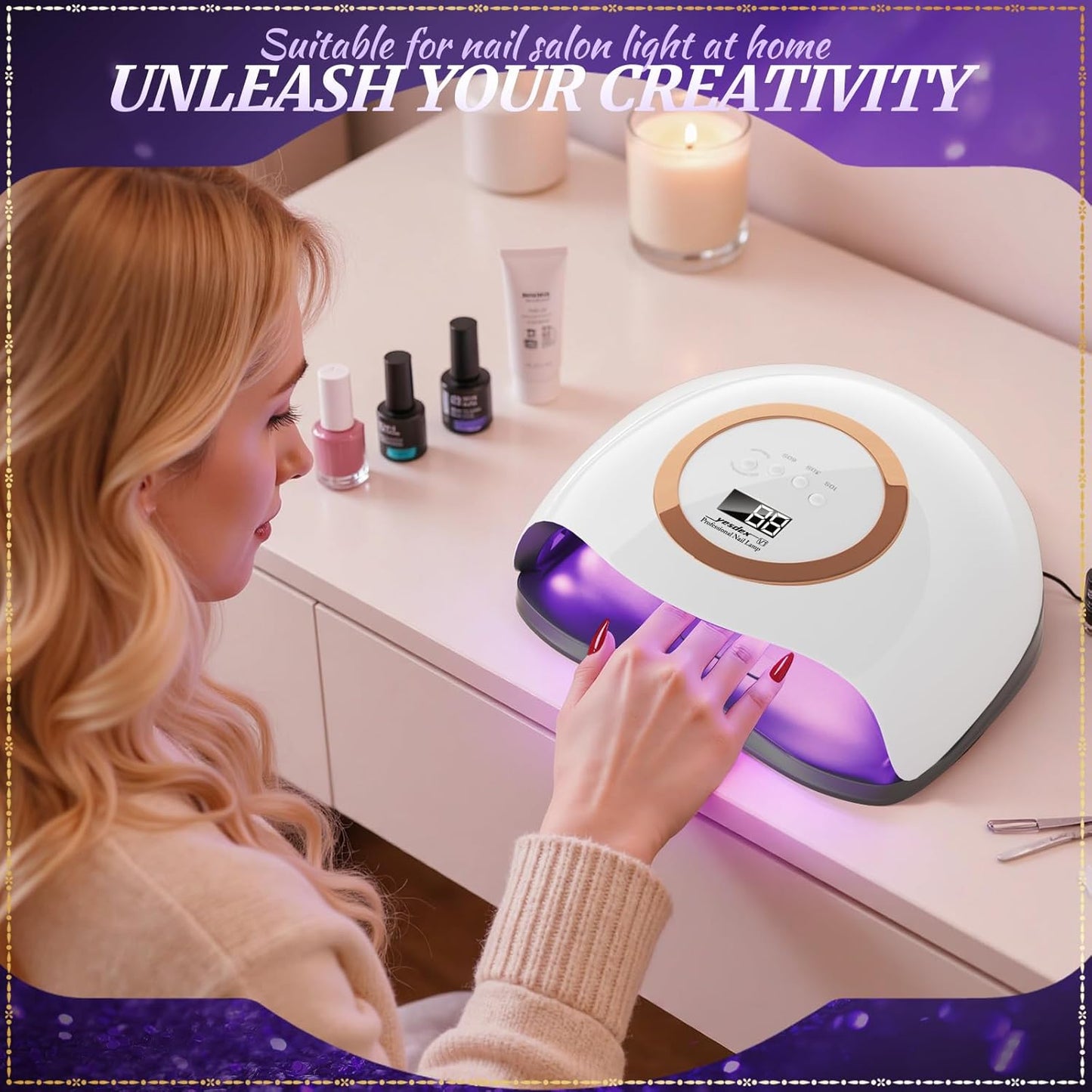 YESDEX 168W UV LED Nail Lamp Fast Gel Polish Dryer 42 LEDs 4 Timer White & NEW