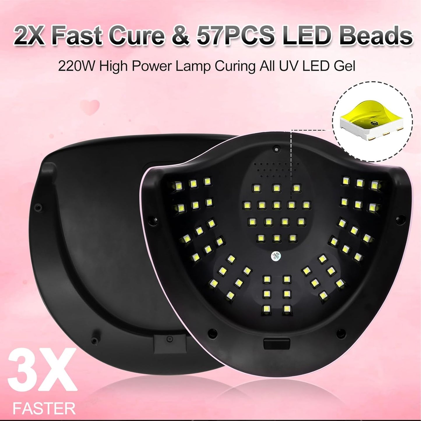 220W LED UV Nail Lamp Curing Dryer for Gel Polish, White & Silver NEW