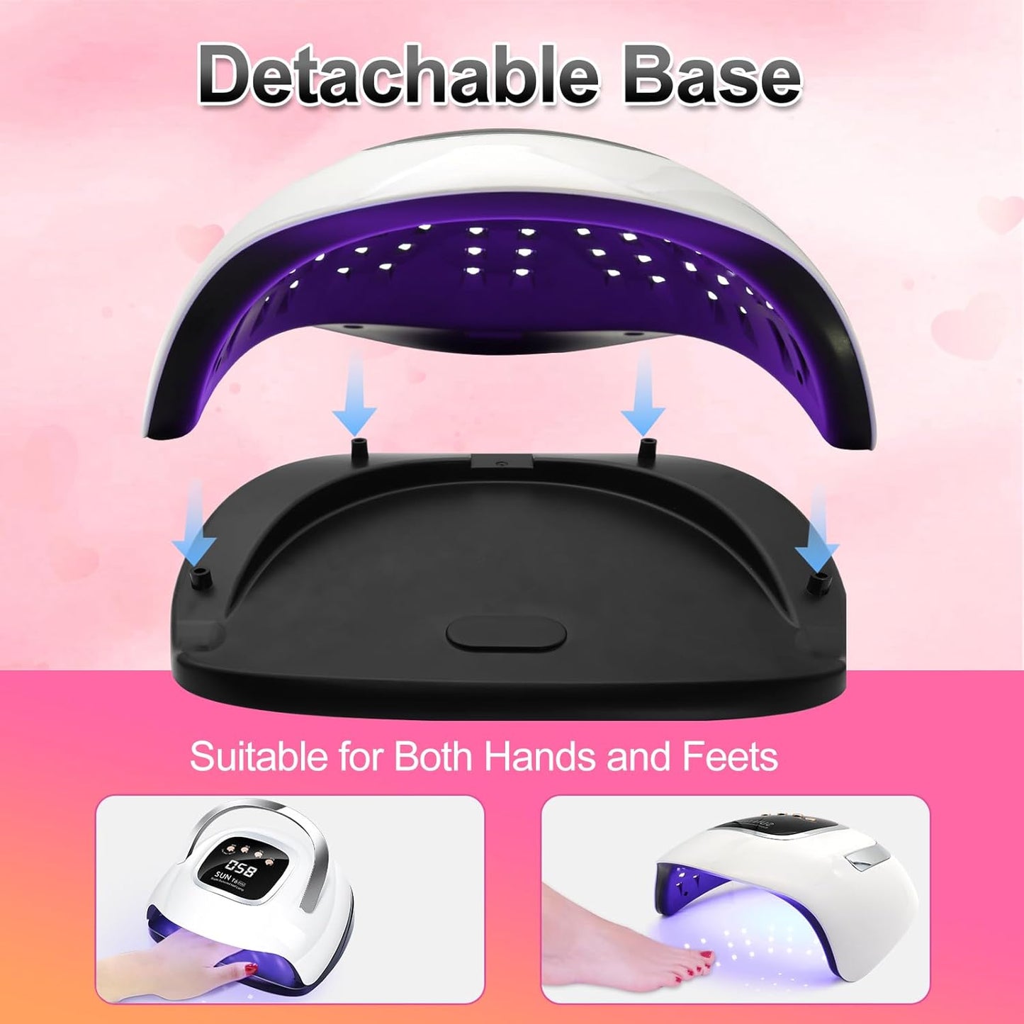 220W LED UV Nail Lamp Curing Dryer for Gel Polish, White & Silver NEW