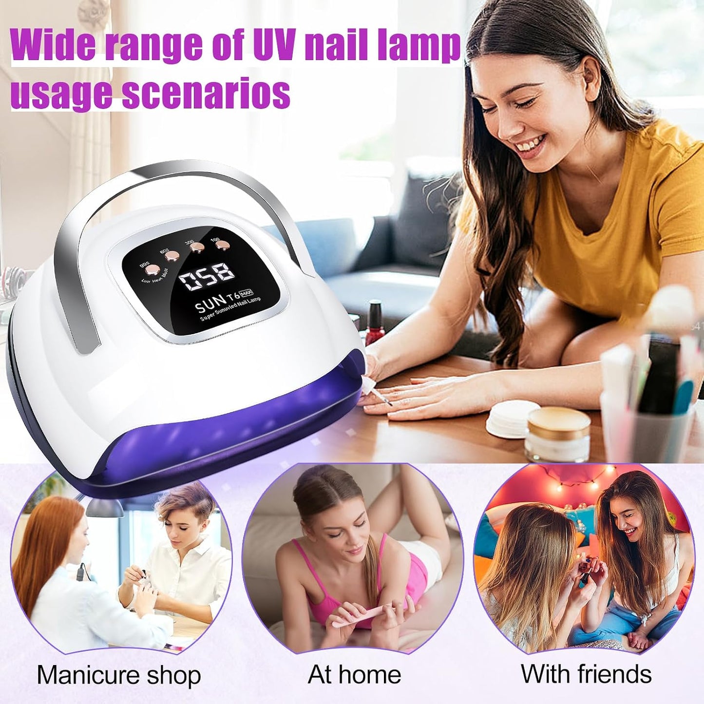 220W LED UV Nail Lamp Curing Dryer for Gel Polish, White & Silver NEW