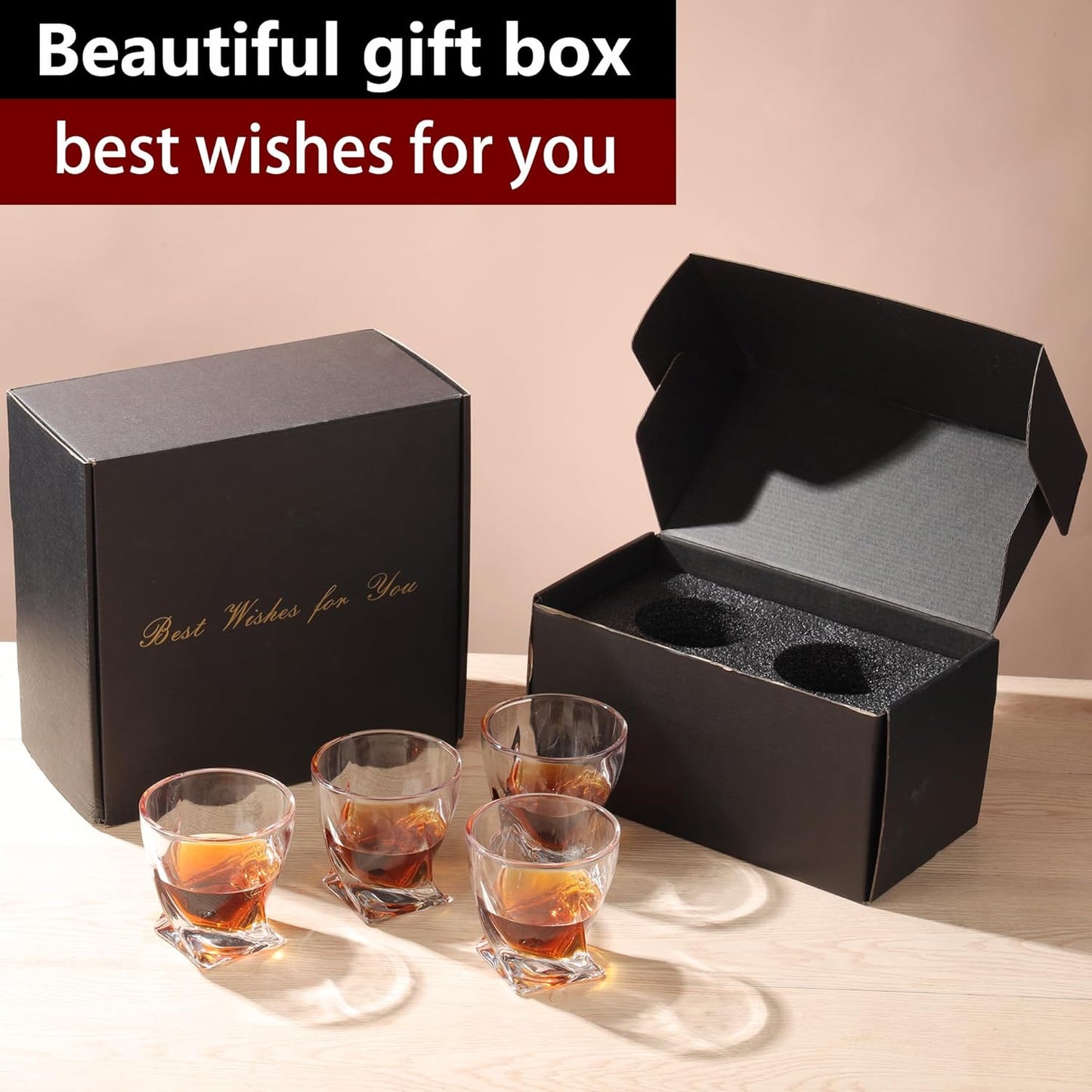 Premium Clear Glassware Glass Old Fashioned Whiskey Glasses Set with Ice NEW