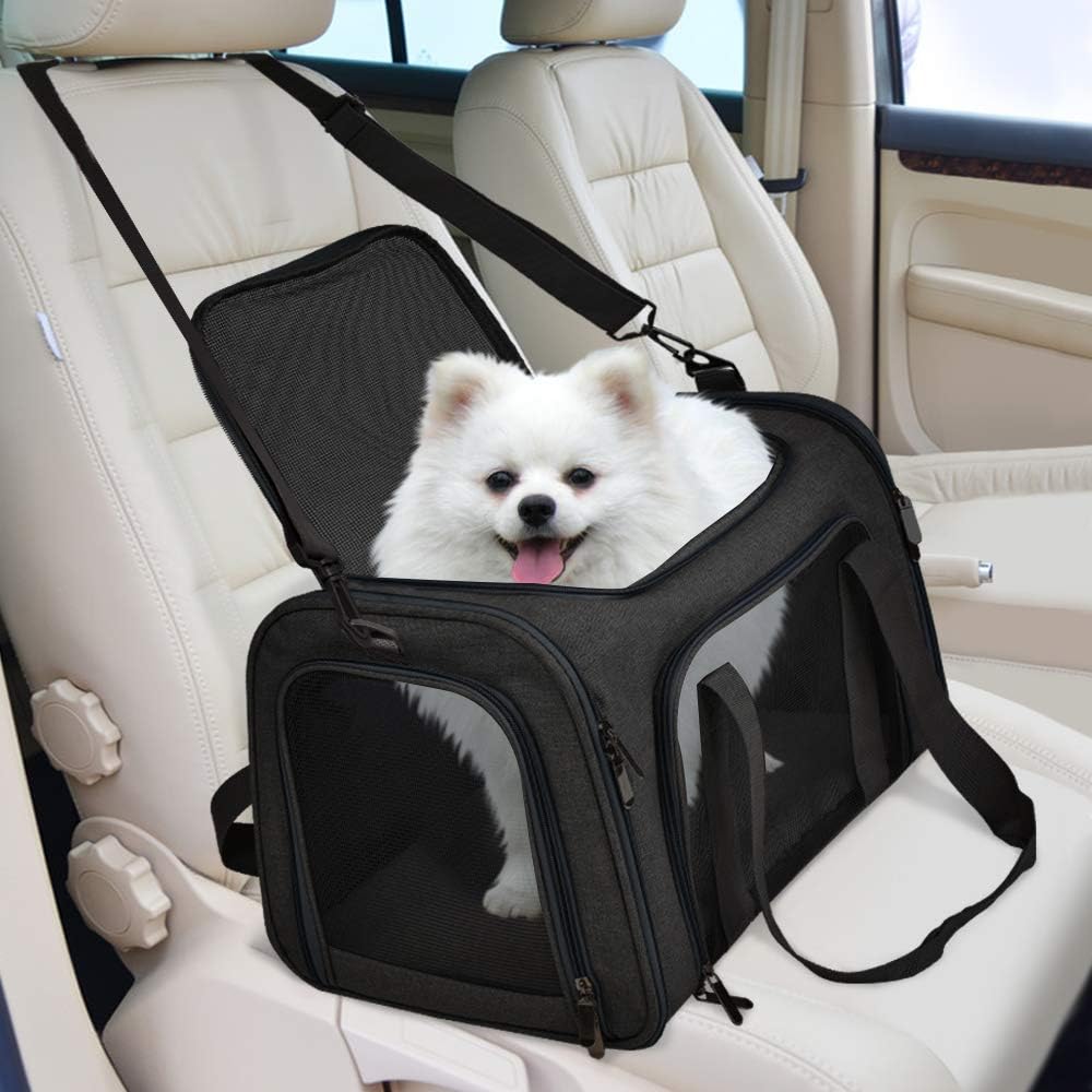 Henkelion Large Soft-Sided Pet Carrier for Cats Dogs Puppies Black Size L NEW