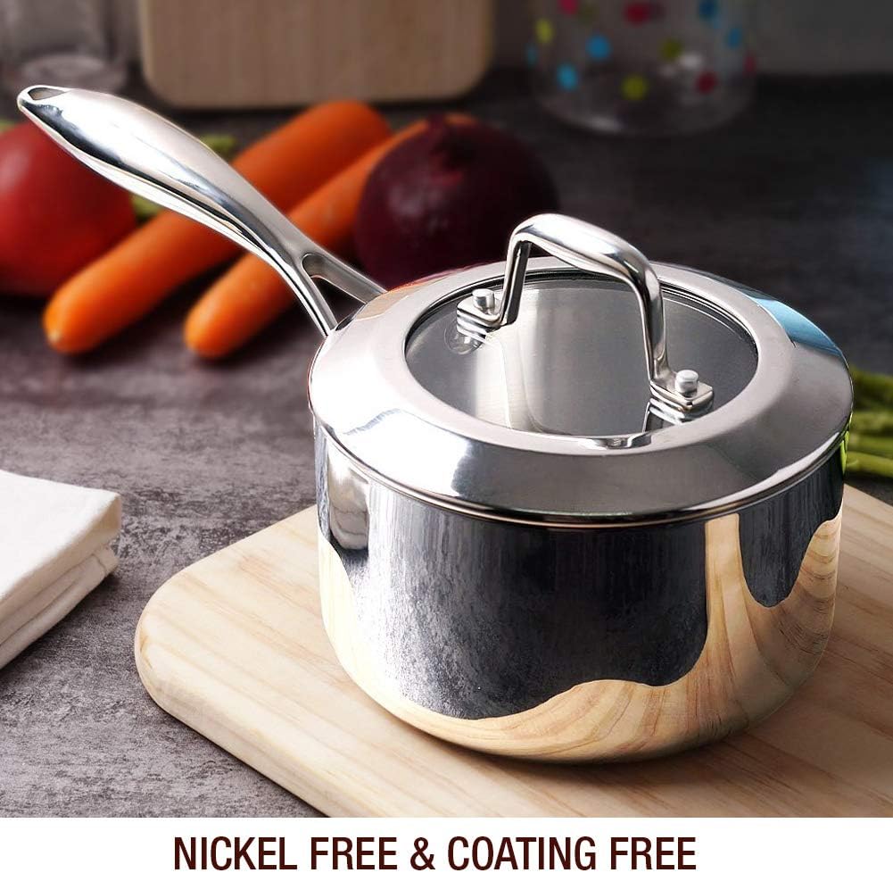 HOMICHEF Stainless Saucepans Steel Saucepan, 1.7L Capacity, Shiny Silver NEW