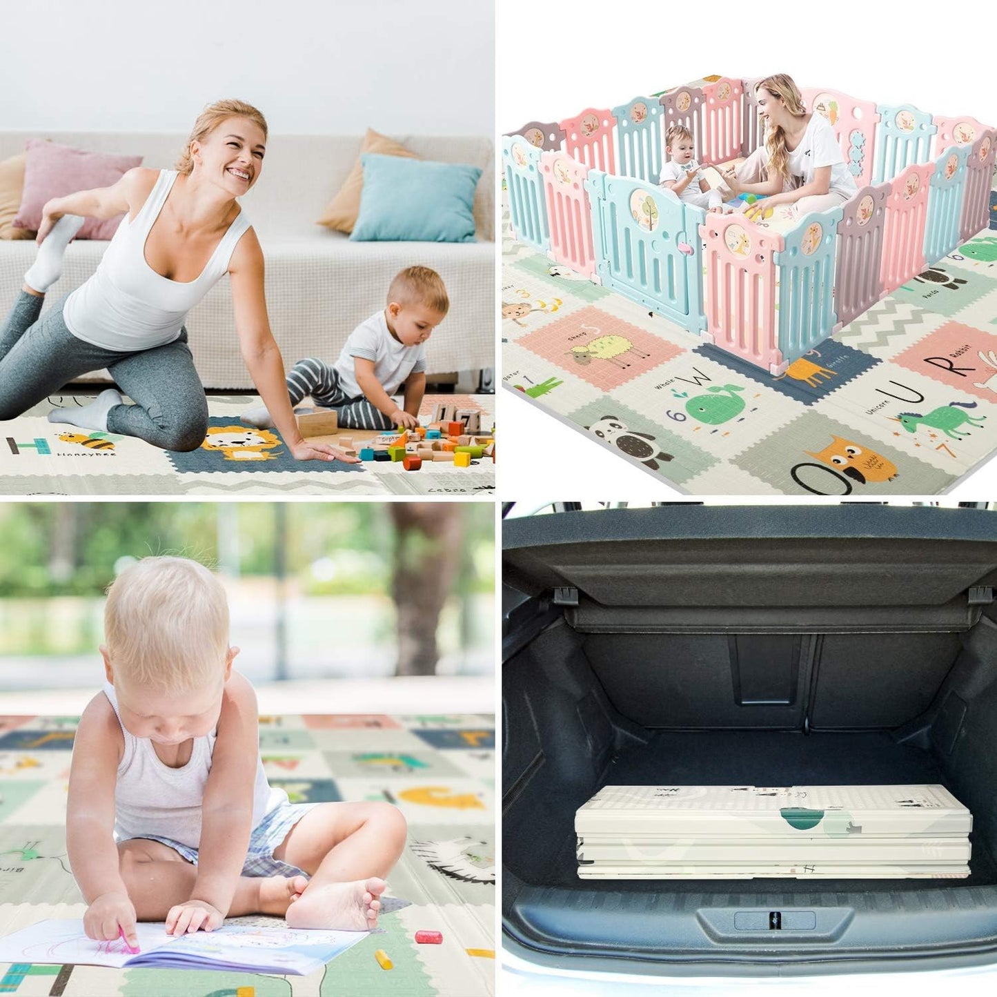 FLAGAV Extra Large Folding Baby Play Mat Waterproof Multicolour Size DEMO