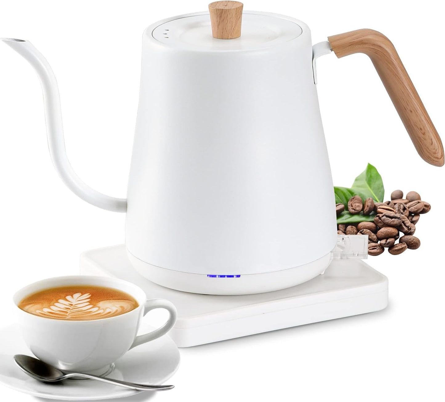 Stainless Steel Electric Kettle for Pour-Over Coffee and Tea 0.8L White NEW