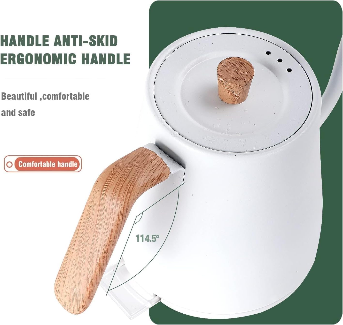 Stainless Steel Electric Kettle for Pour-Over Coffee and Tea 0.8L White NEW