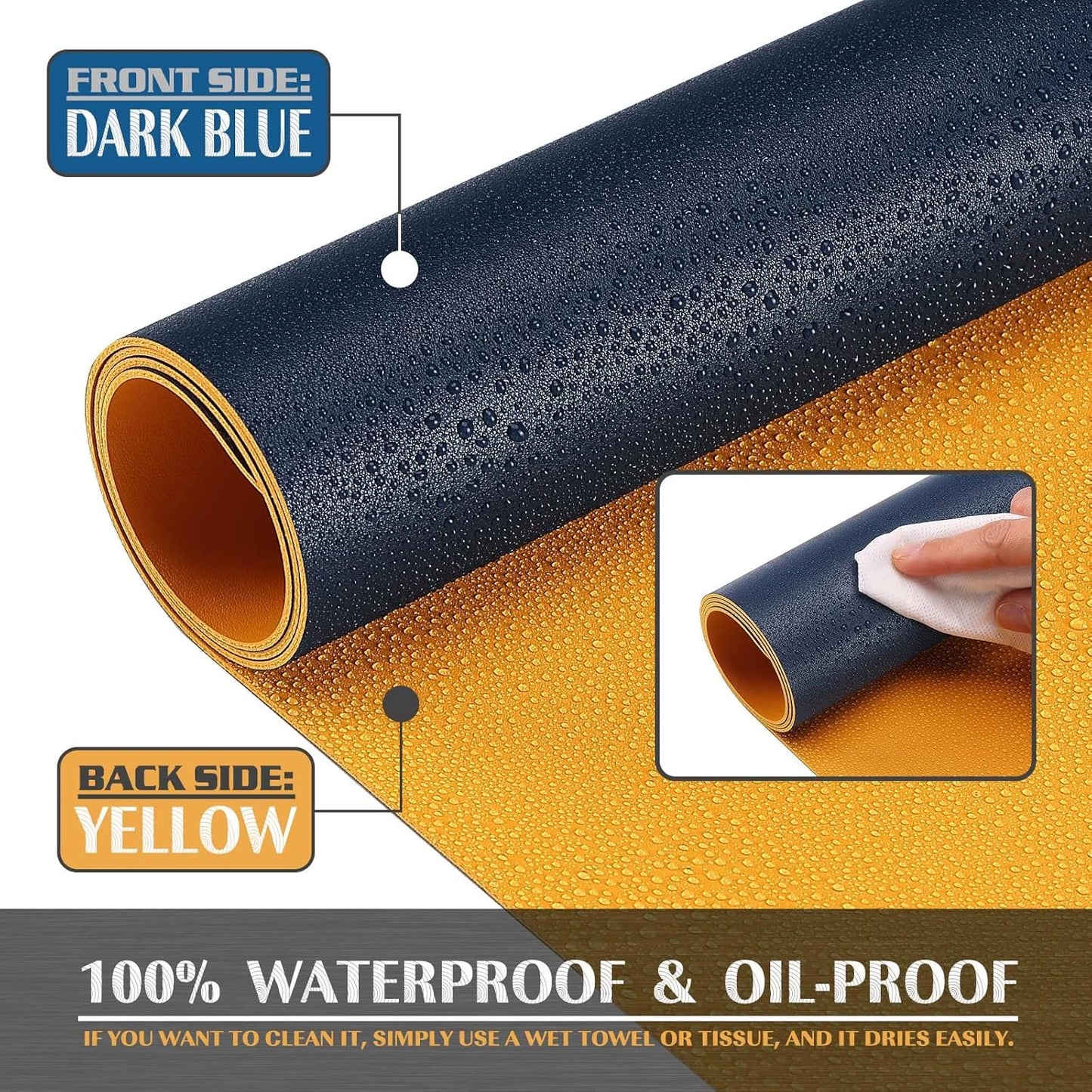 KNODEL Extra Mouse Pads Large Leather Desk Mat Navy & Yellow Mousepad 43 cm NEW