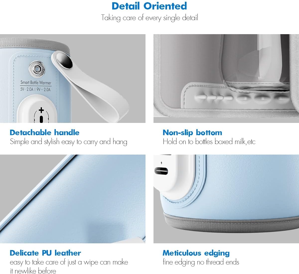 Portable Foldable Baby Bottle Warmer with LCD Display in Light Blue - NEW