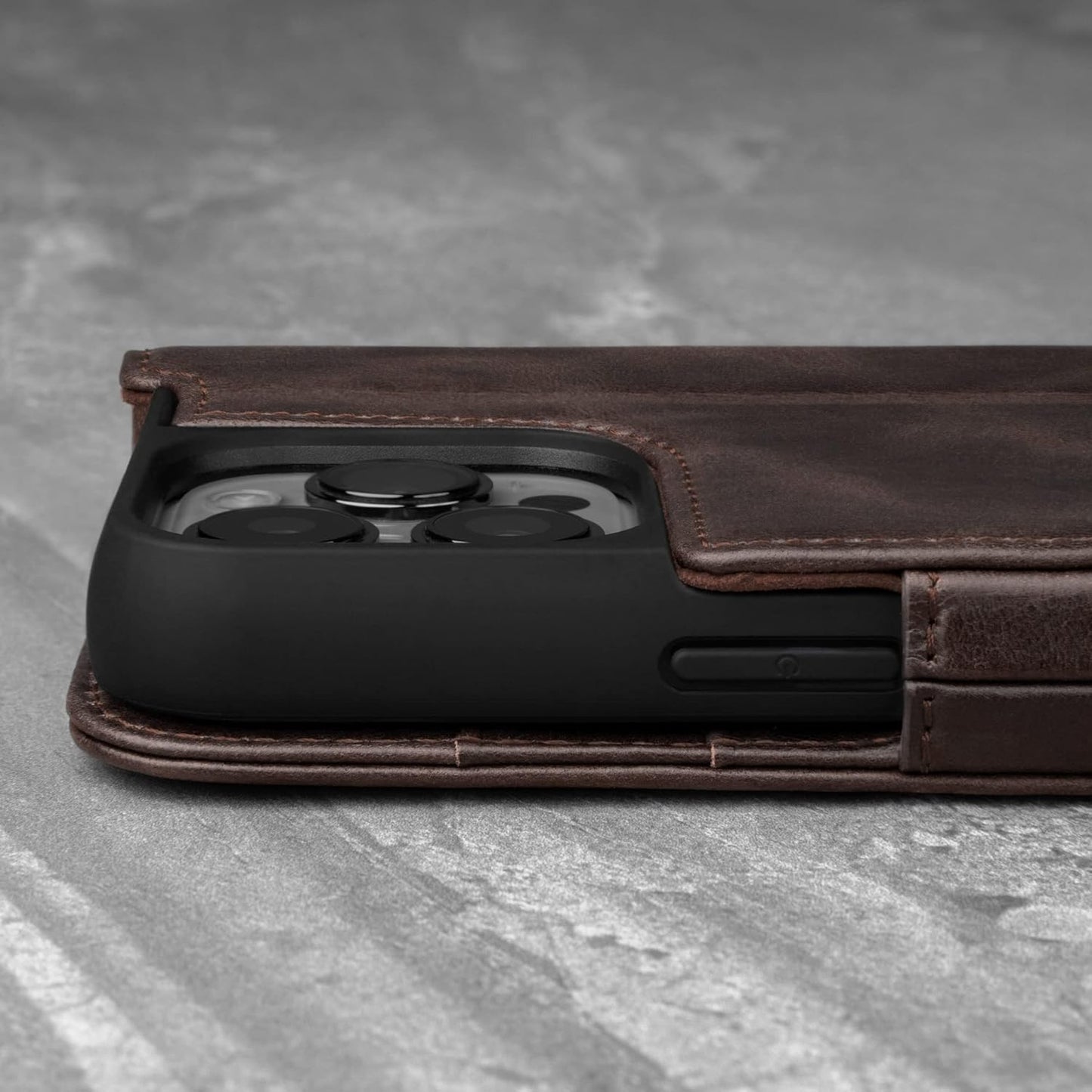 TORRO Leather Flip Wallet Case for iPhone 13 Pro Max, Dark Brown, NEW