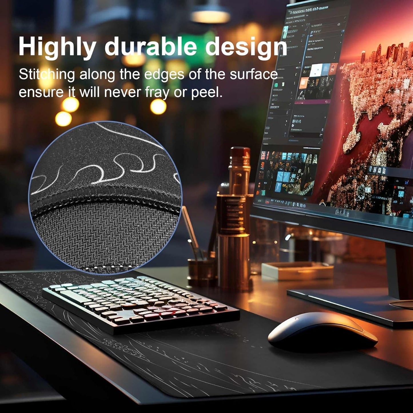 DAWNTREES Large Topographic Waves Liquid Gaming Mouse Pad, 120 x 60 cm, DEMO