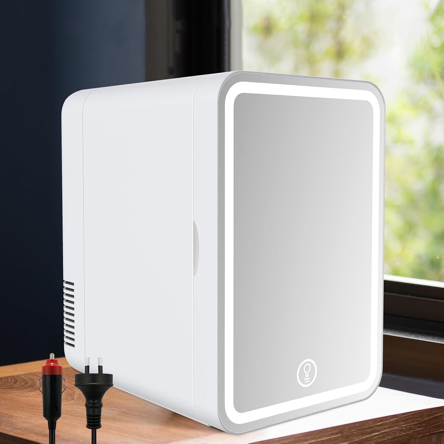 Portable 8L Refrigerators White Makeup Fridge with Dimmable LED Light DEMO