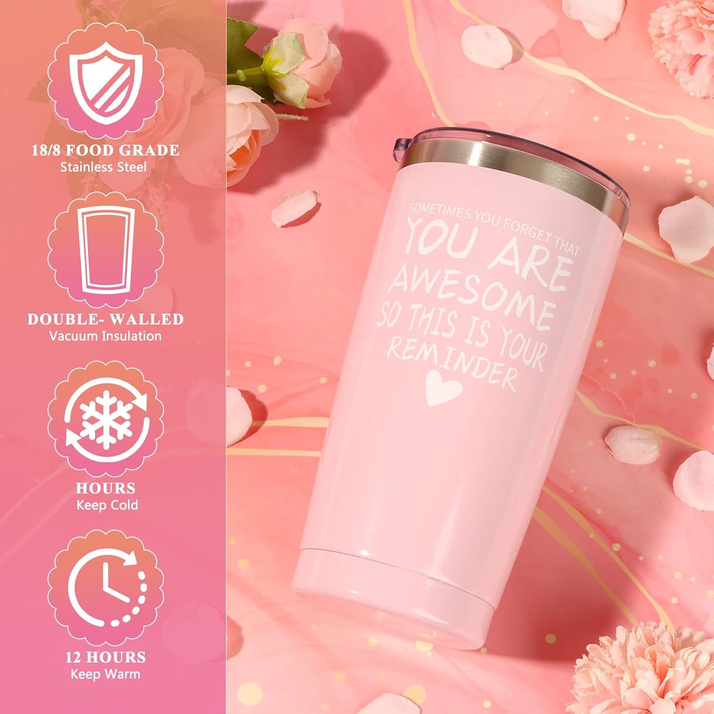 Large Stainless Tumblers Steel Insulated Tumbler for Hot & Cold Drinks, DEMO
