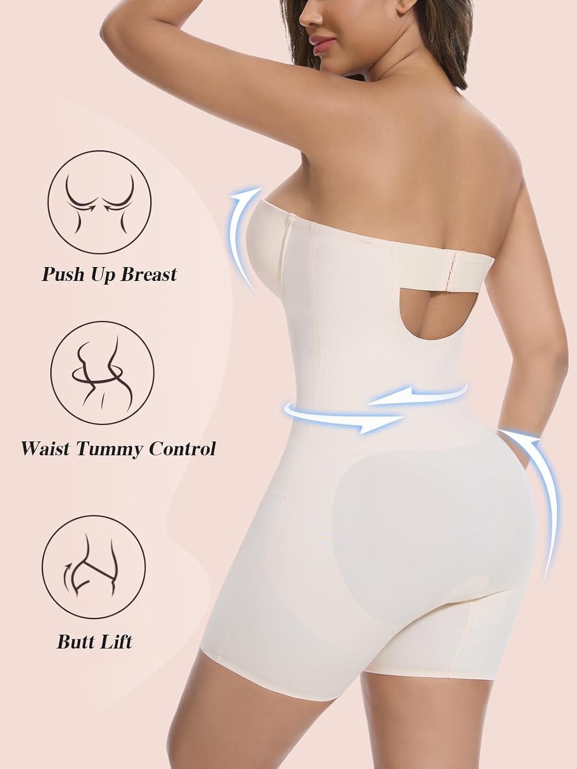Slimers Strapless Bodysuits Shapewear Tummy Control Beige Bodysuit Sz Small NEW