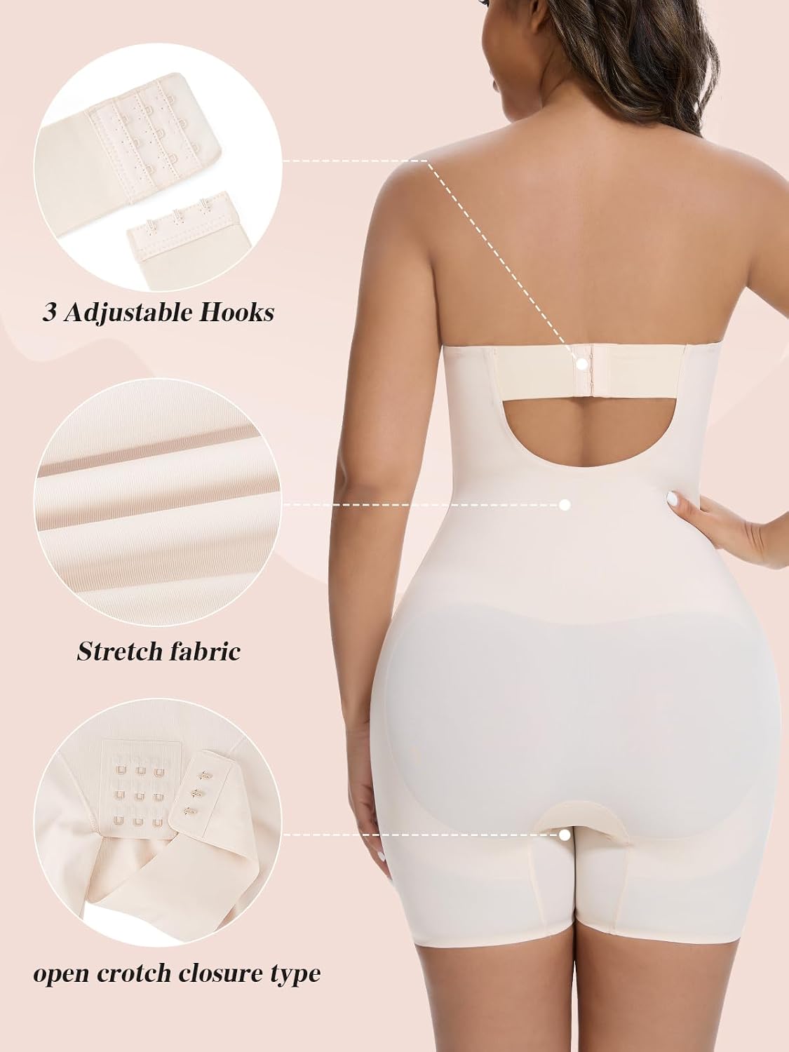 Slimers Strapless Bodysuits Shapewear Tummy Control Beige Bodysuit Sz Small NEW