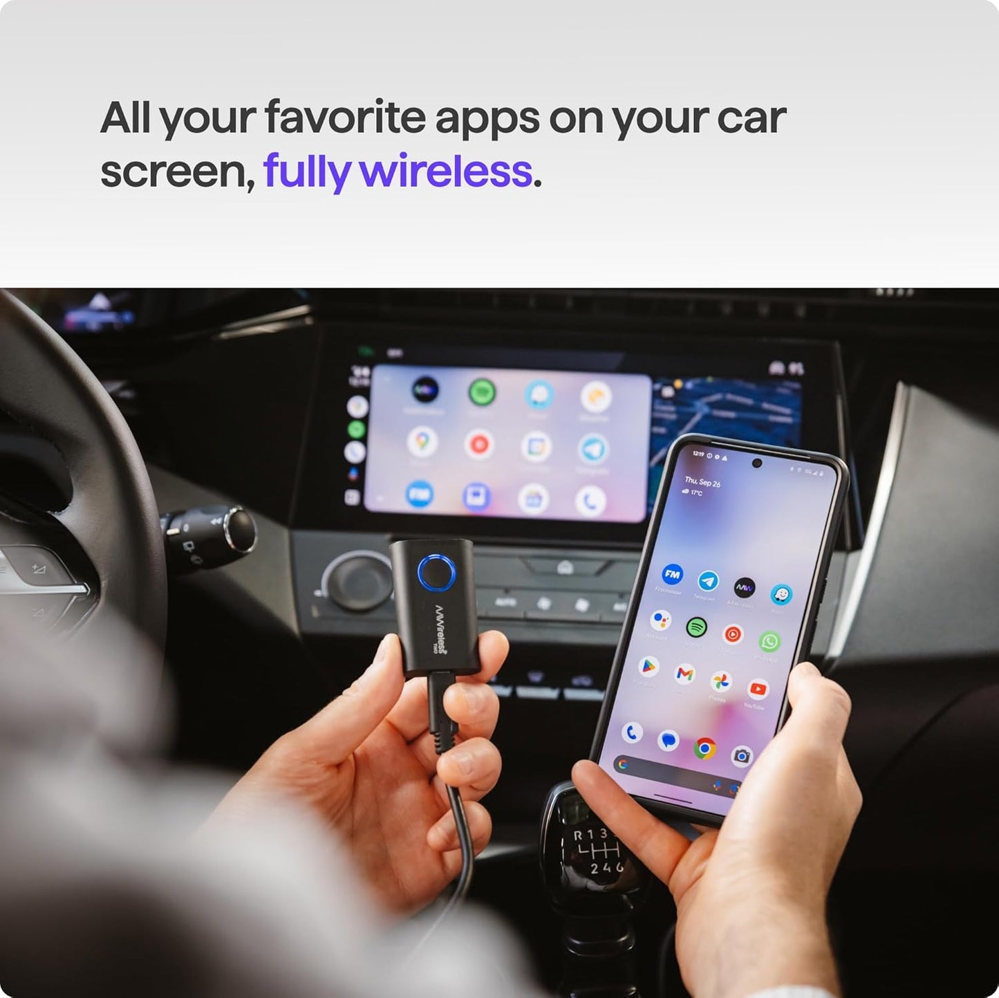 AAWireless 2-in-1 Wireless Input Adapters for Android Auto & Apple CarPlay DEMO
